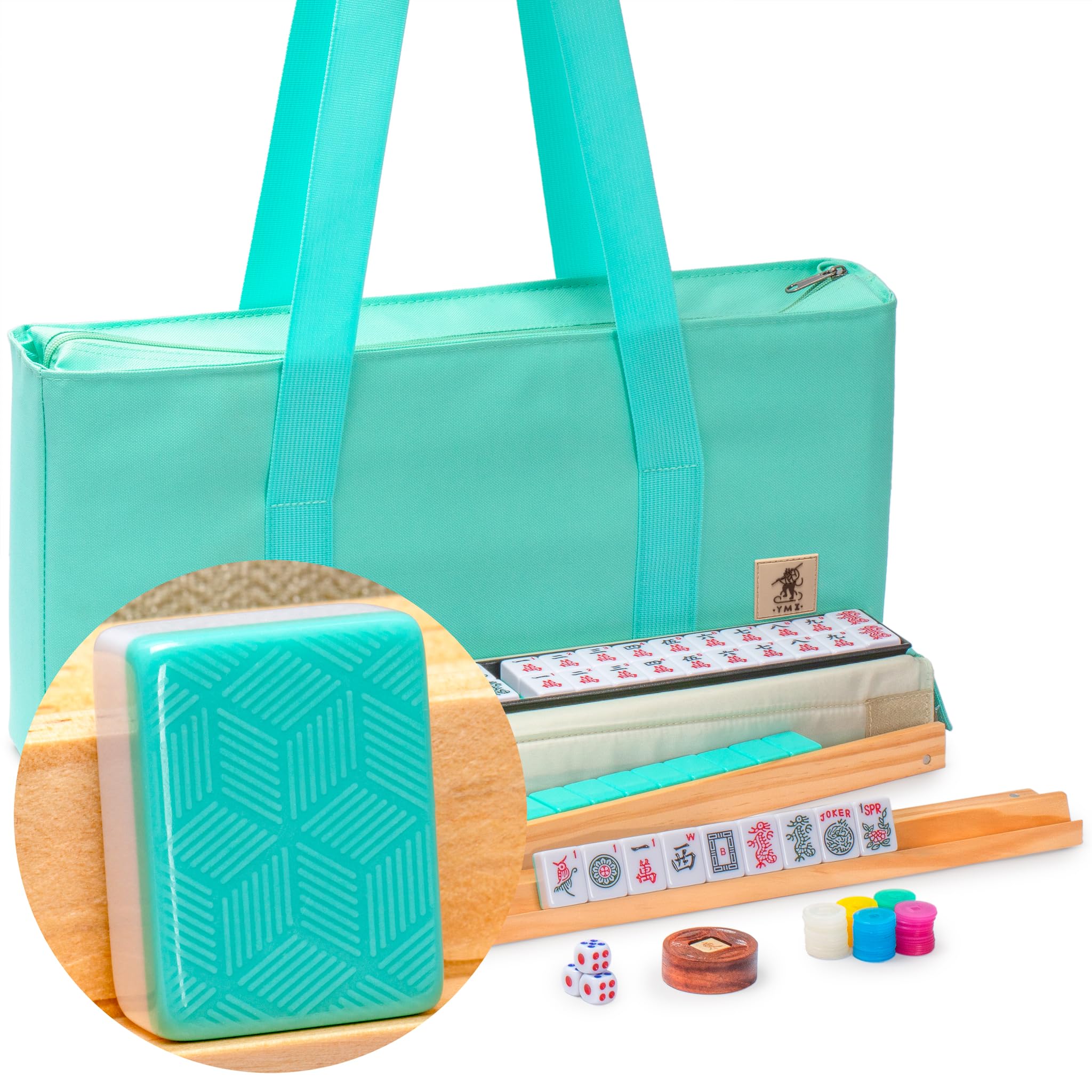 Yellow Mountain Imports American Mahjong Set, Pepper with Soft Case, Racks with Pushers, Wright Patterson Betting Coins, Dice, & Wind Indicator