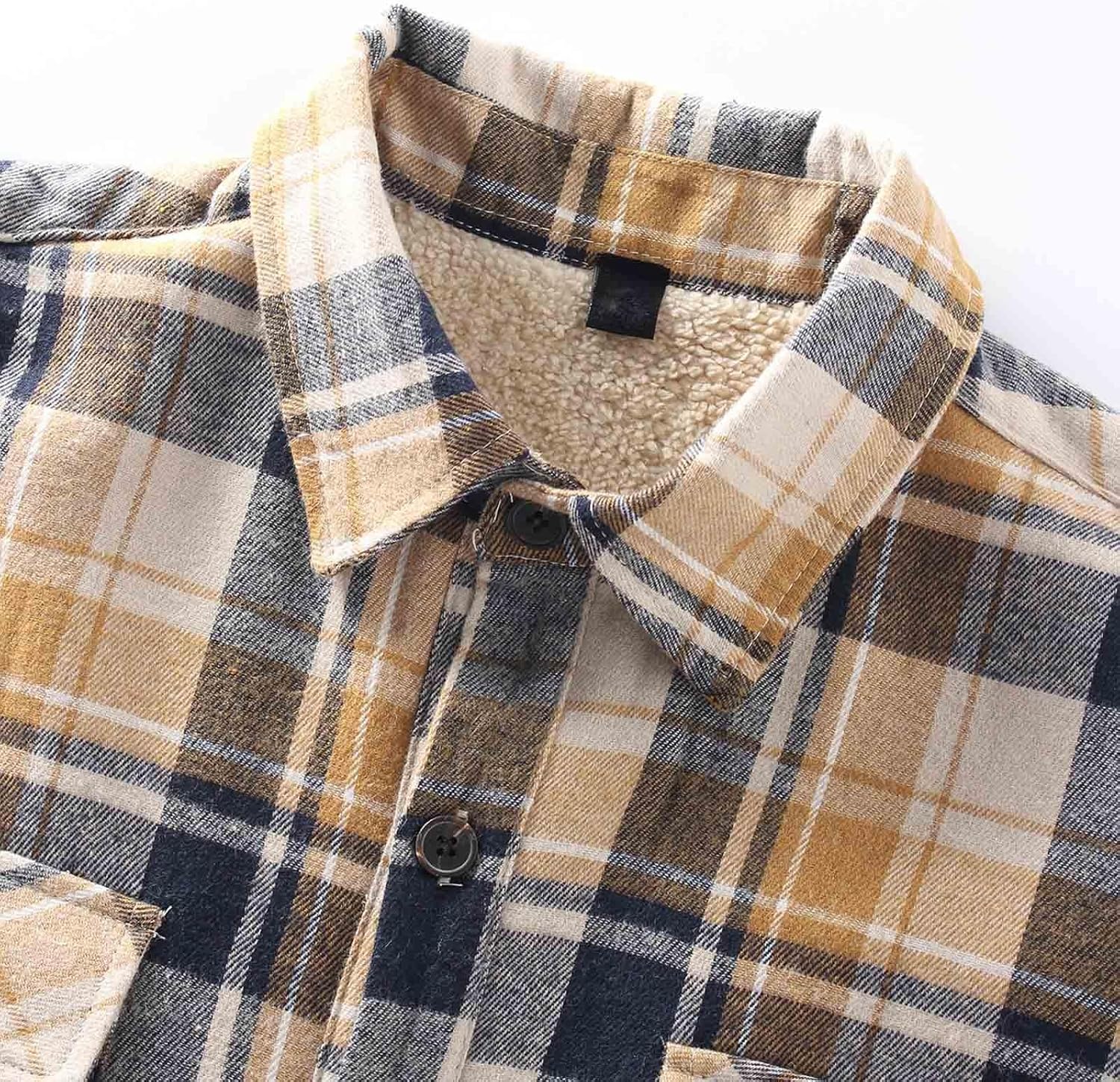 Mens Flannel Shirts Jackets Casual Shackets Button Down Long Sleeve Plaid Shirt Lightweight Jackets with Pockets