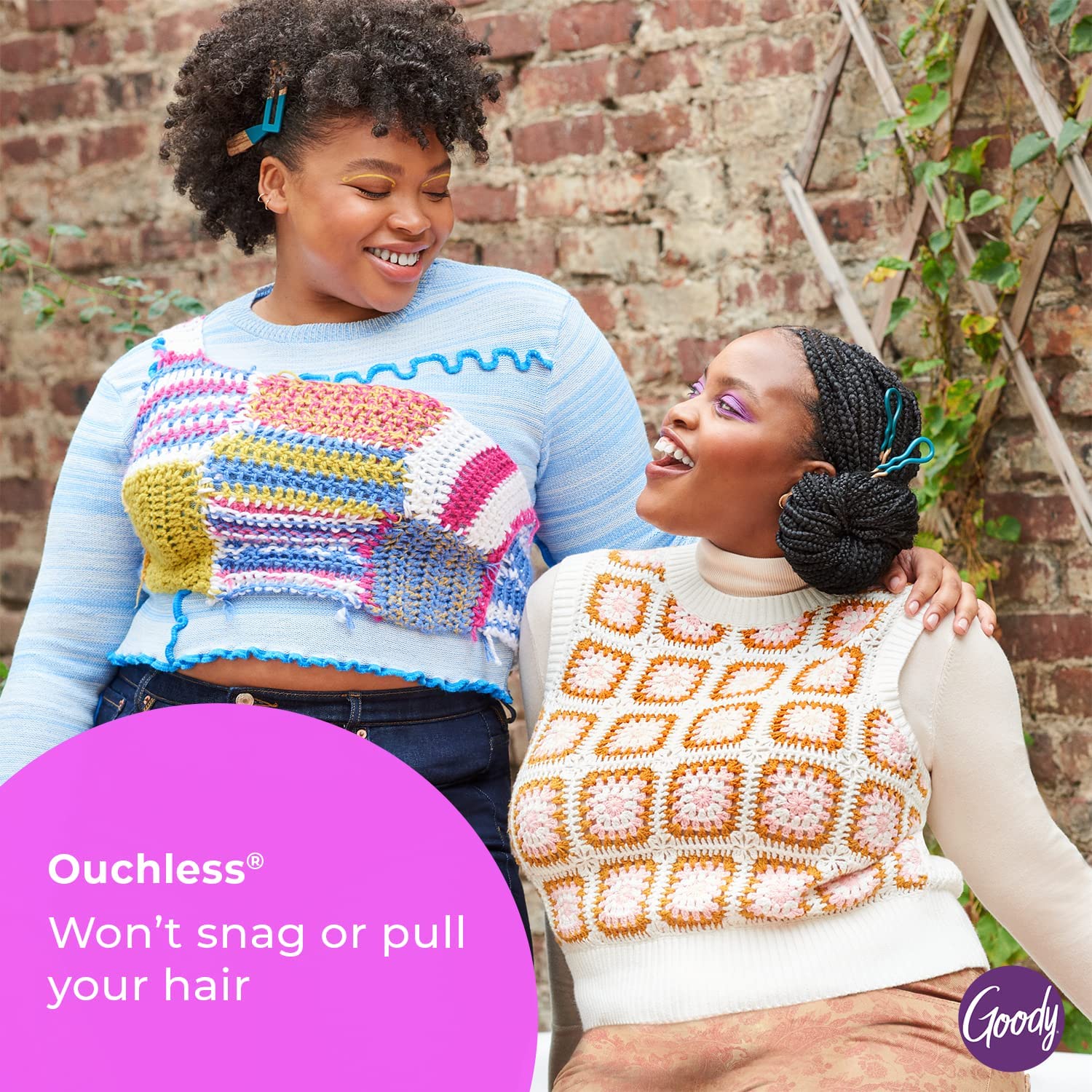 Goody Ouchless - Cintas elásticas para el cabello para mujer, 30 unidades, purpurina surtida/multicolor, 4 mm para cabello mediano, trenzas de larga duración, colas de caballo y más, accesorios para