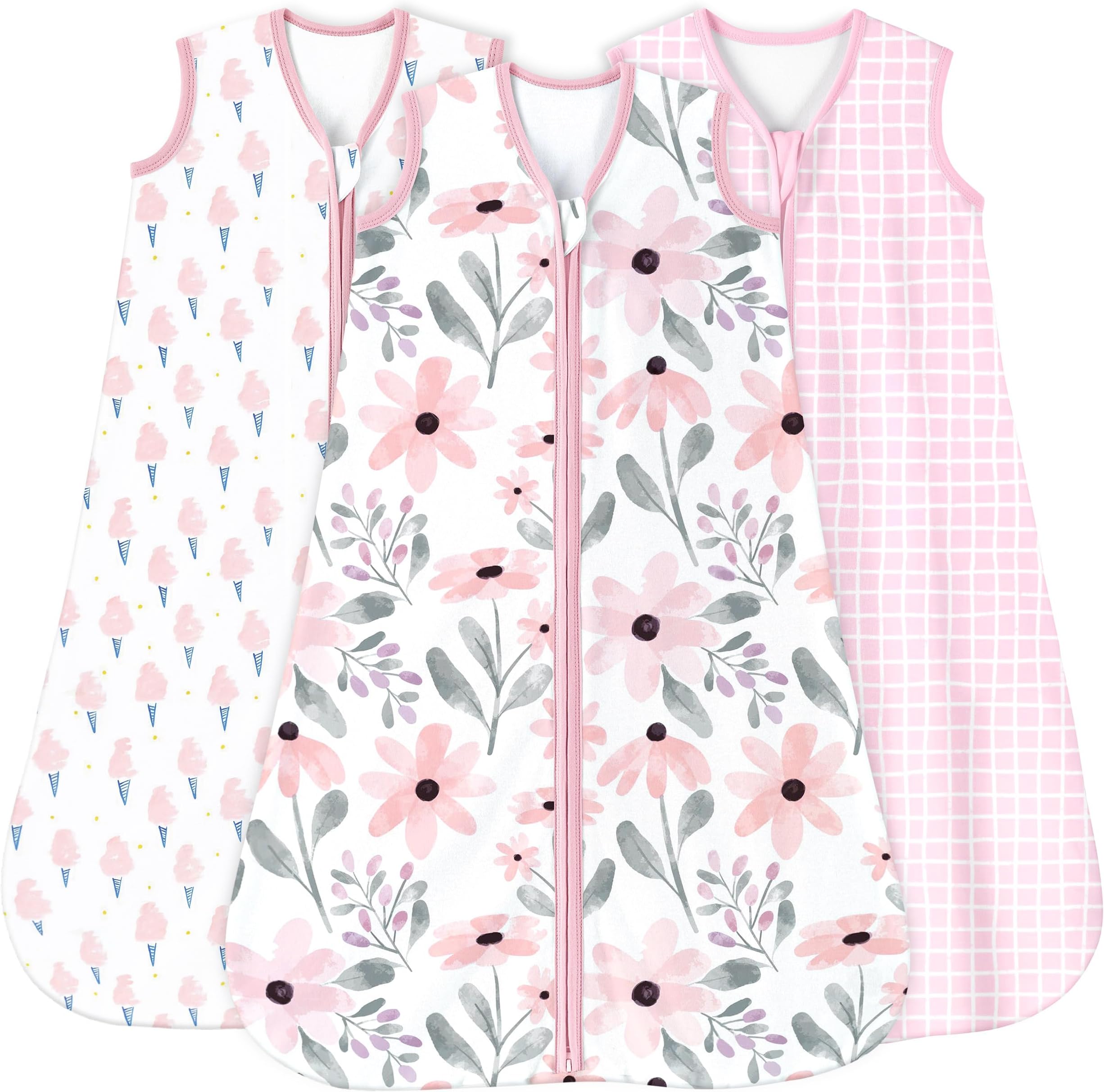 Yoofoss Baby Sleep Sack 18-24 Months 0.5 Tog Wearable Blanket for Baby, 3 Pack 100% Organic Cotton Infant Toddler Sleeping Sack 2-Way Zipper Lightweight Sleep Sack