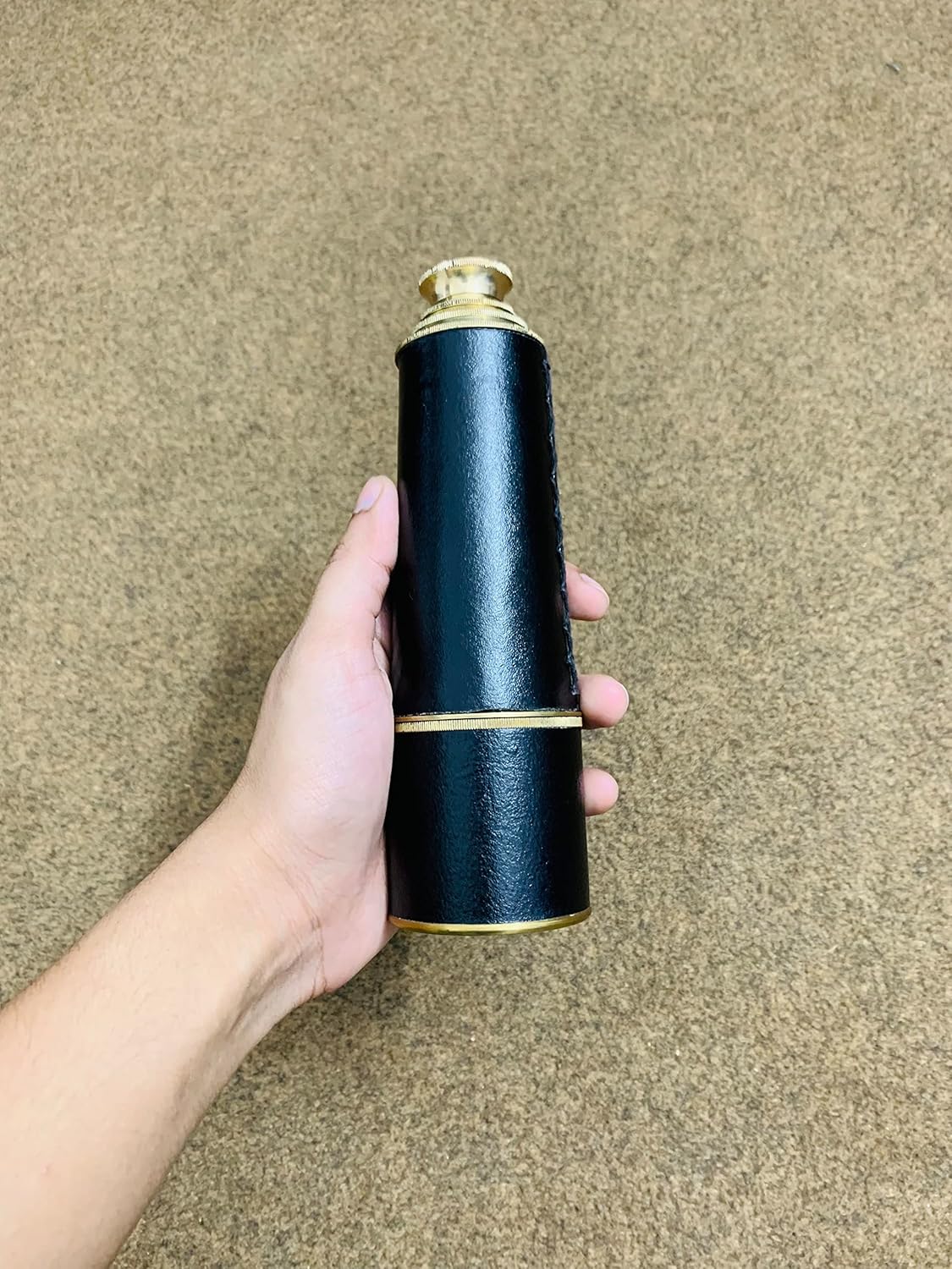 Nautical Brass Pirate Telescope Black Leather Replica Vintage Royal Navy Spyglass Pocket Telescope - 18" Long Telescope