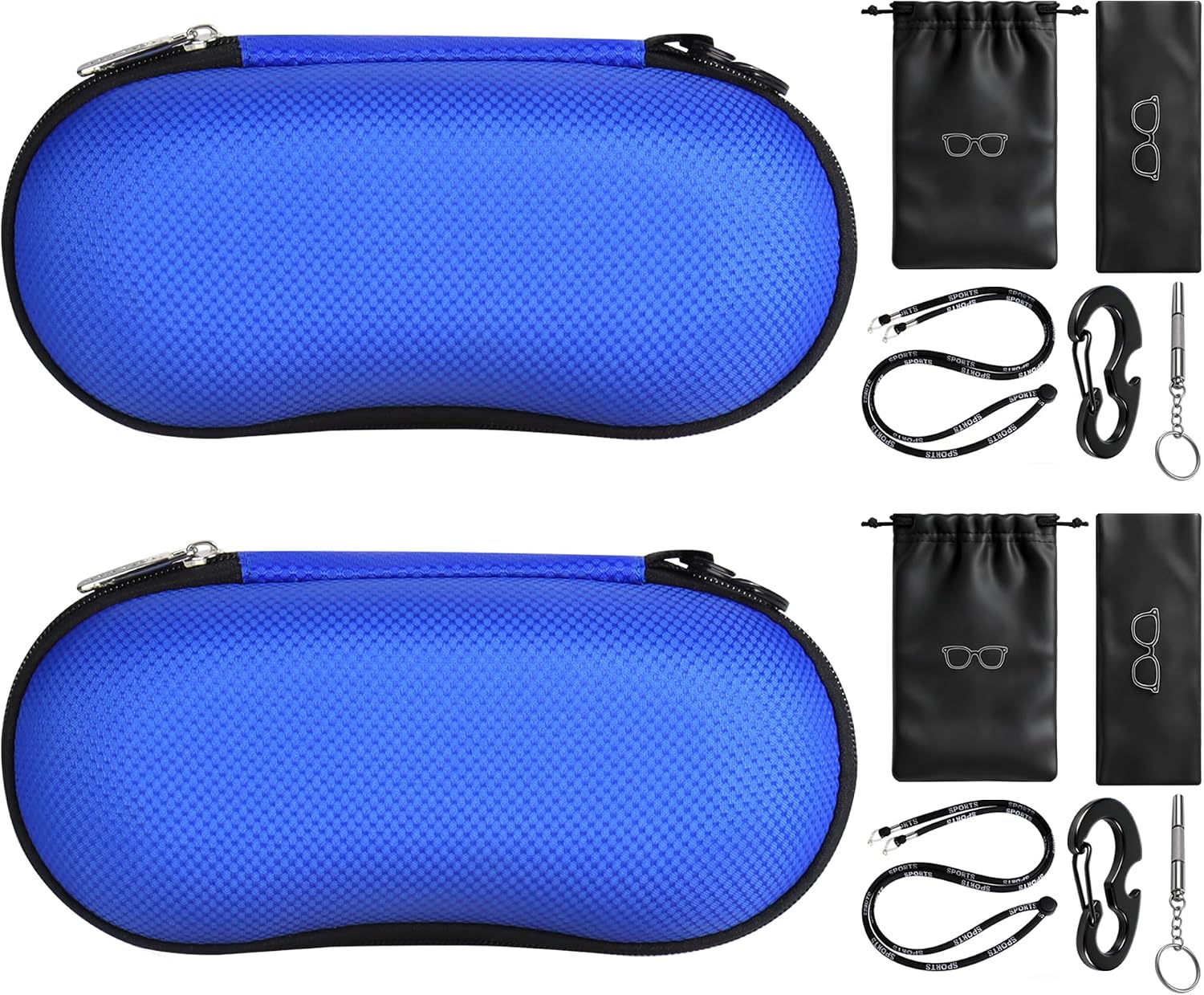 RayLove Sunglasses Case & Eyeglass Case with 4-in-1 Outdoor Kit (2Pack)