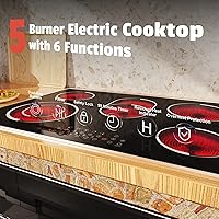 Vista 5 de Estufa eléctrica de 30 pulgadas, estufa eléctrica de 30 pulgadas, 8400 W, estufa de cerámica de 5 quemadores incorporada (29.13 x 19.3 pulgadas)