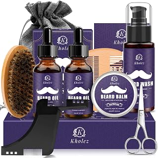 KHOLEZ Men's Beard Kit, Men's Beard Care Kit, Men's Beard Set with Beard Shampoo, Beard Oil, Beard Balm, Beard Comb, Beard...