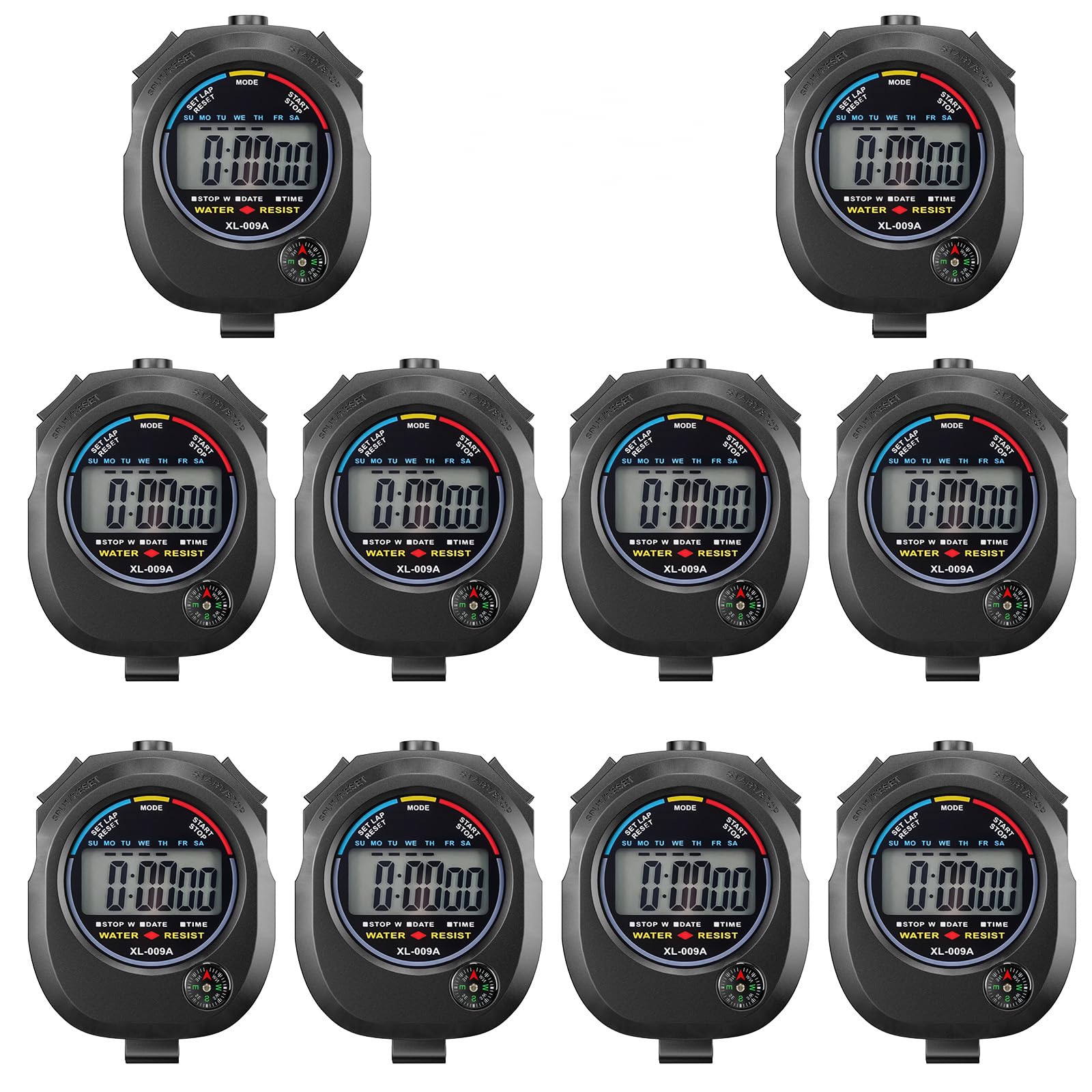 KingL Digital Stopwatch Timer - Interval Timer with Large Display (Stopwatch*10)