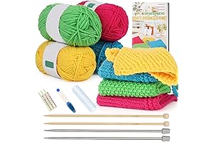 Aeelike Knitting Kits for Beginners, 4 Pcs Bamboo and Metal Knitting Needle Set for Adults