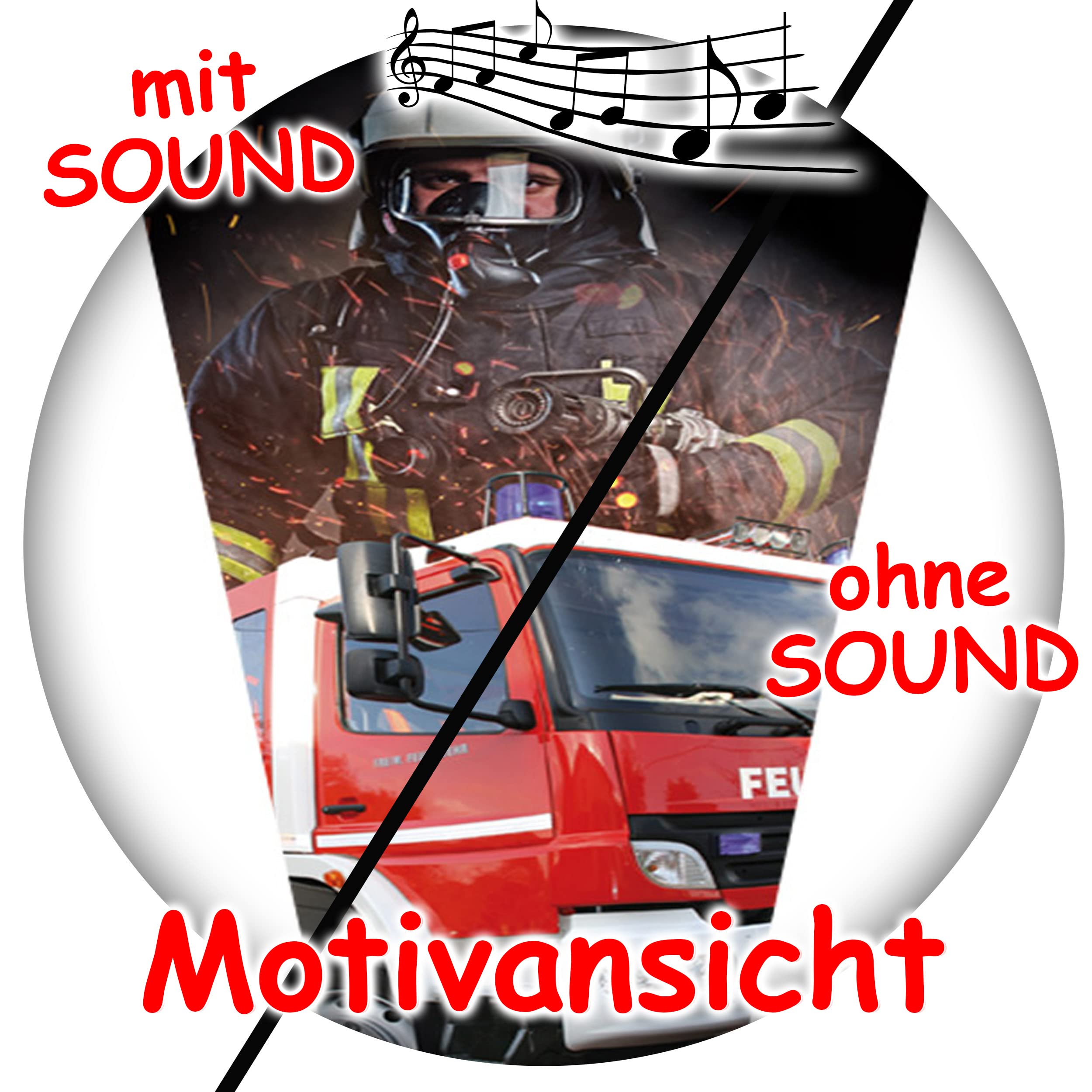alles-meine.de GmbH Schultüte mit Sound & Geräusch Effekt ! Feuerwehr & Feuerwehrmann 35-85 cm Größe wählbar inkl. komplette Füllung + Name + Bänder Schleife + Kunsts..
