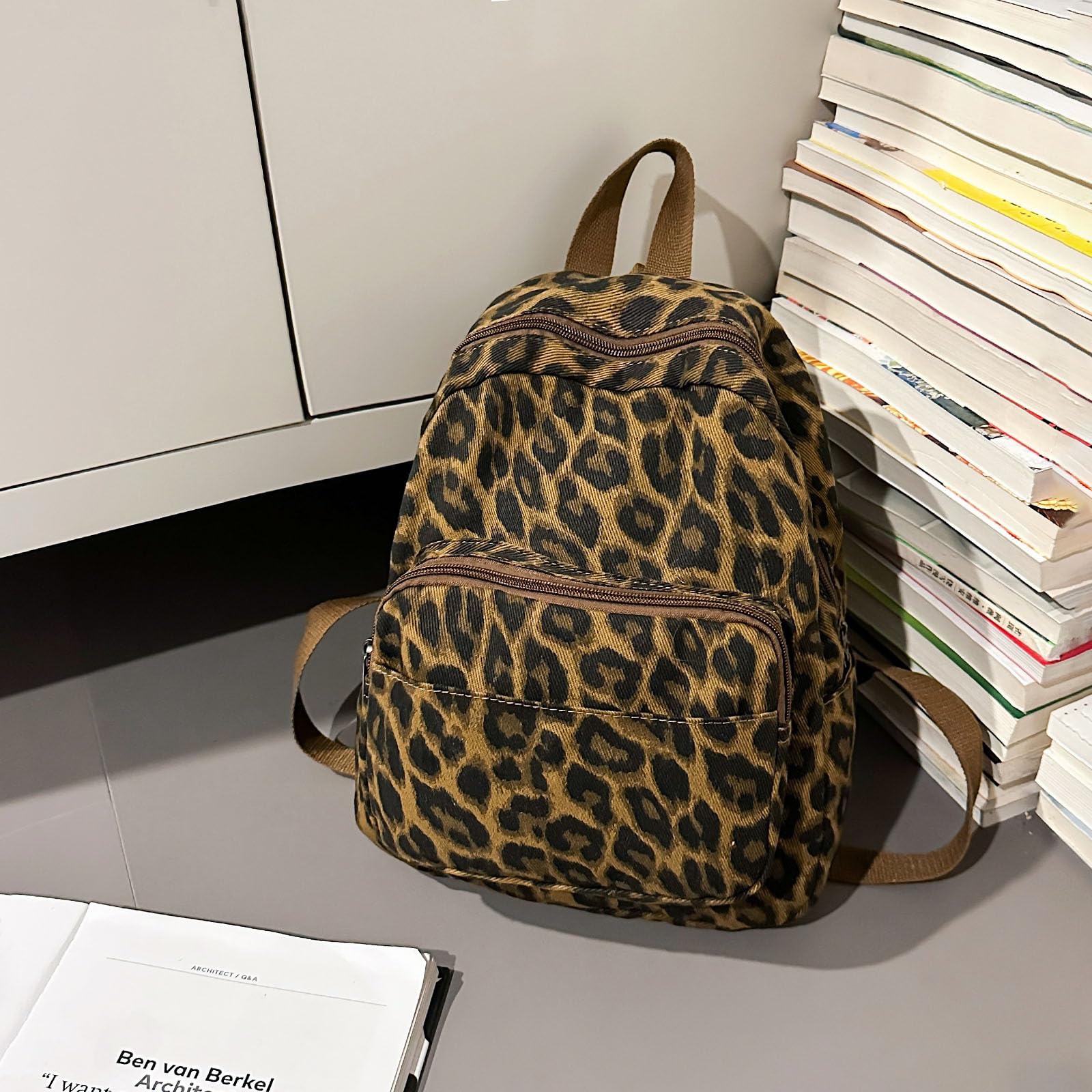 Petit sac à dos pour femme - Motif léopard - Petit sac à dos - Sac à dos pour enfants - Pour voyage, travail, tous les jours - Mode - Pour femmes, filles, adolescents - Unisexe