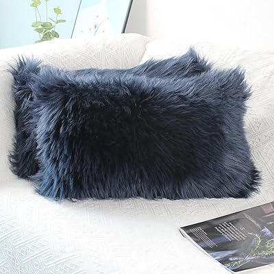 black fuzzy throw pillow