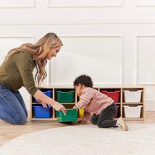Miniatura 11 de ECR4Kids Streamline - Armario de 10 bandejas con cubos de almacenamiento frontales de cuchara, 2 x 5 pulgadas, natural, muebles de aula, surtido