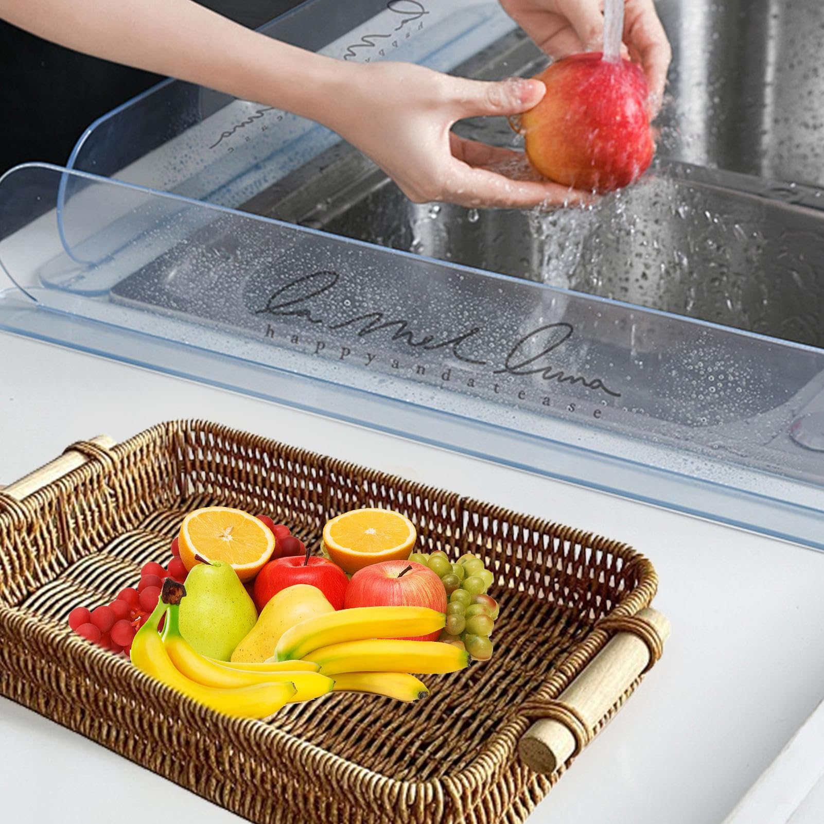 Cesta de fibra natural hecha a mano, bandeja tejida para mesa de comedor, servicio de desayuno y decoración del hogar, diseño rústico ecológico perfecto para regalos