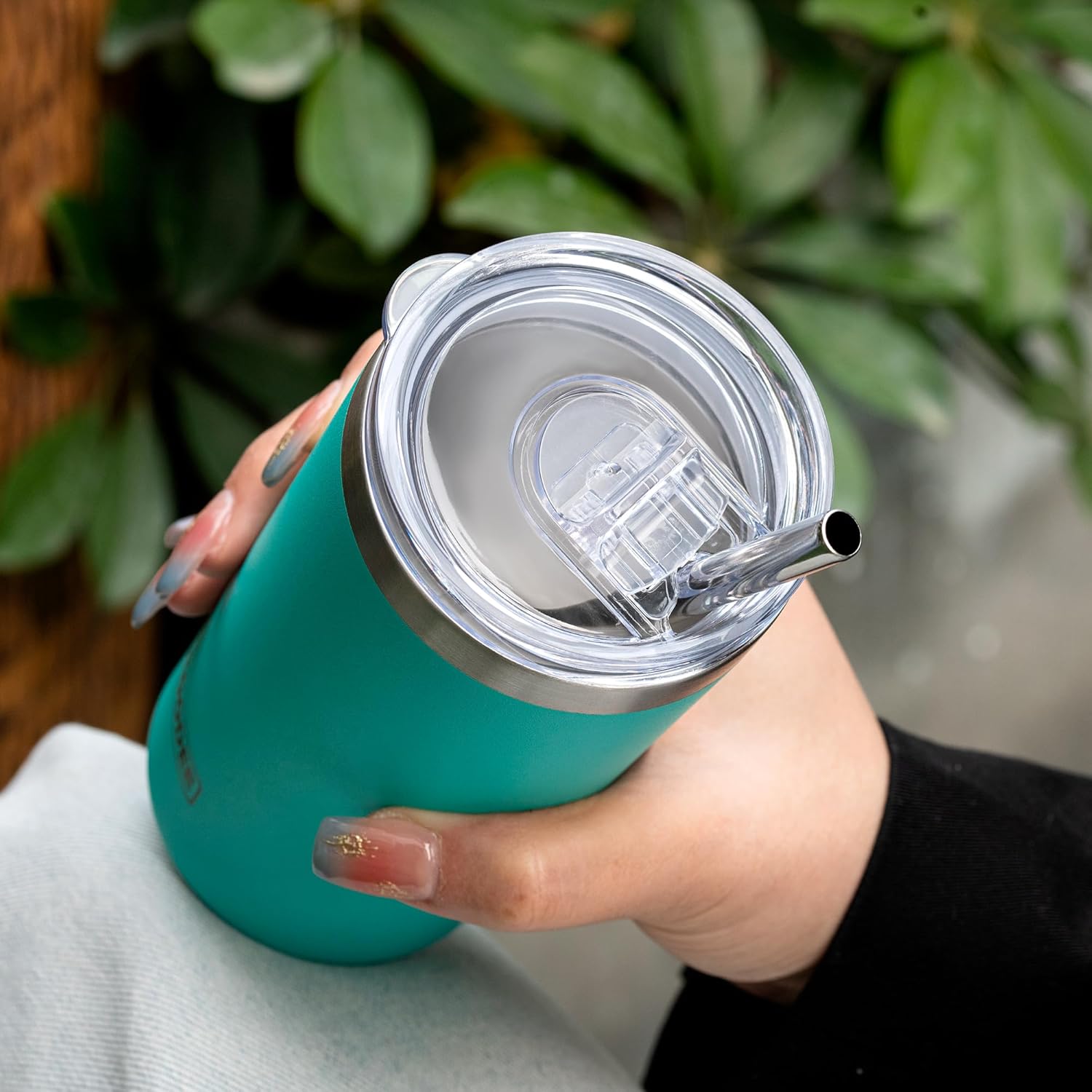 20oz Skinny Replacement Lids 2 Pack for Sknny Tumbler,Spill Proof Splash Resistant Silicone Sliding Covers - Image 4