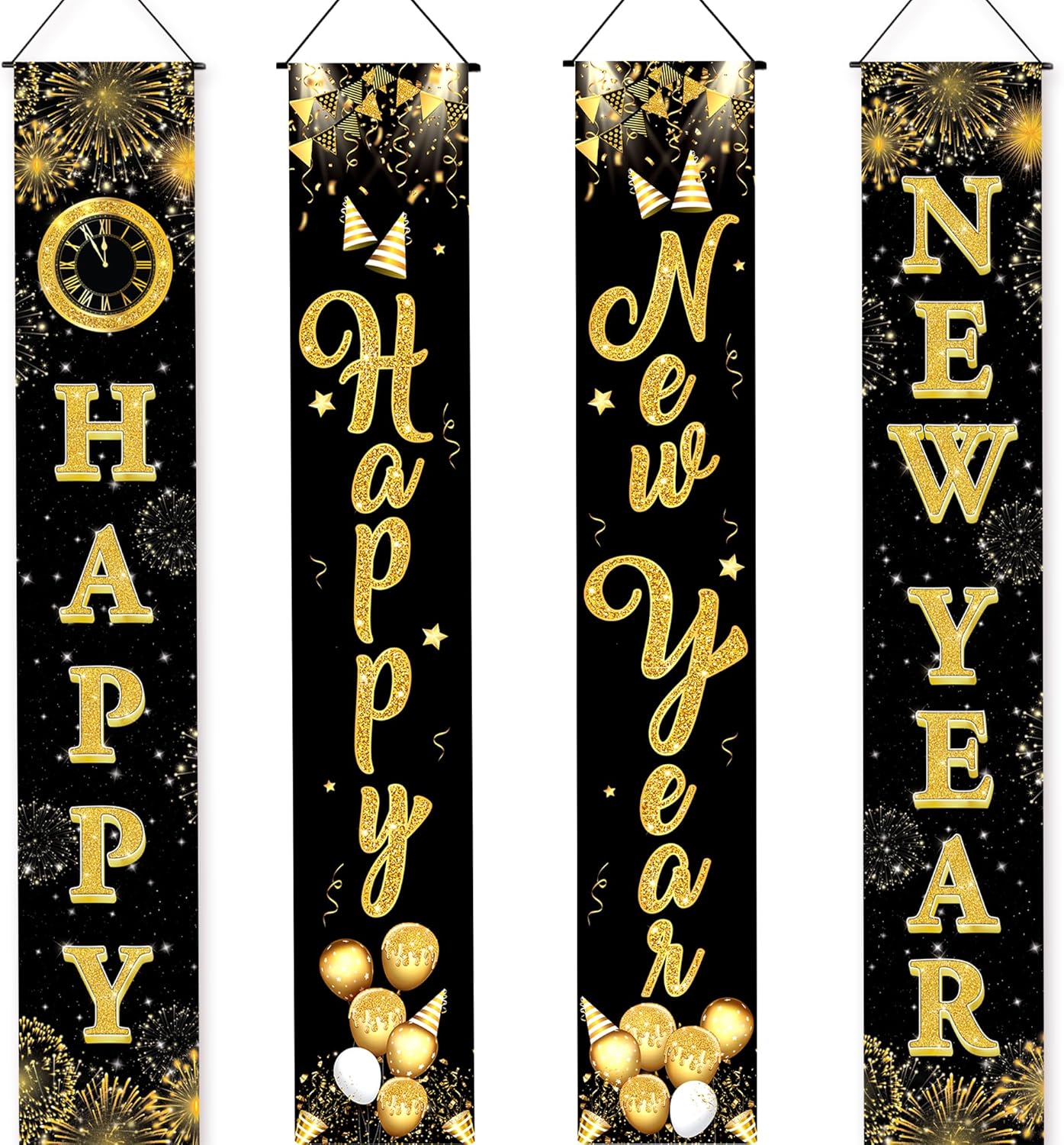 KatchOn, Pack of 4, XtraLarge Happy New Year Banner | New Years Decorations 2026 with Happy New Year Door Banner for New Years Decorations 2026 |Nye Party Supplies