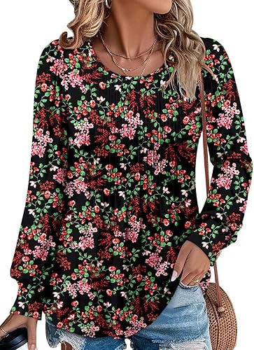 BETTE BOUTIK Long Sleeve Shirts for Women Fall Tops Dressy Blouses Crewneck Tunic Tops for Leggings S-3XL