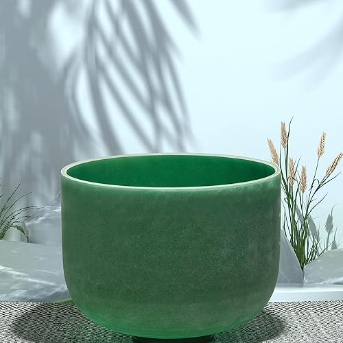 Vista 21 de TOPFUND Emerald Fusion E Note - Cuenco de cristal para plexo solar, 10 pulgadas, con funda de transporte resistente y mazo de gamuza Esmeralda E Note