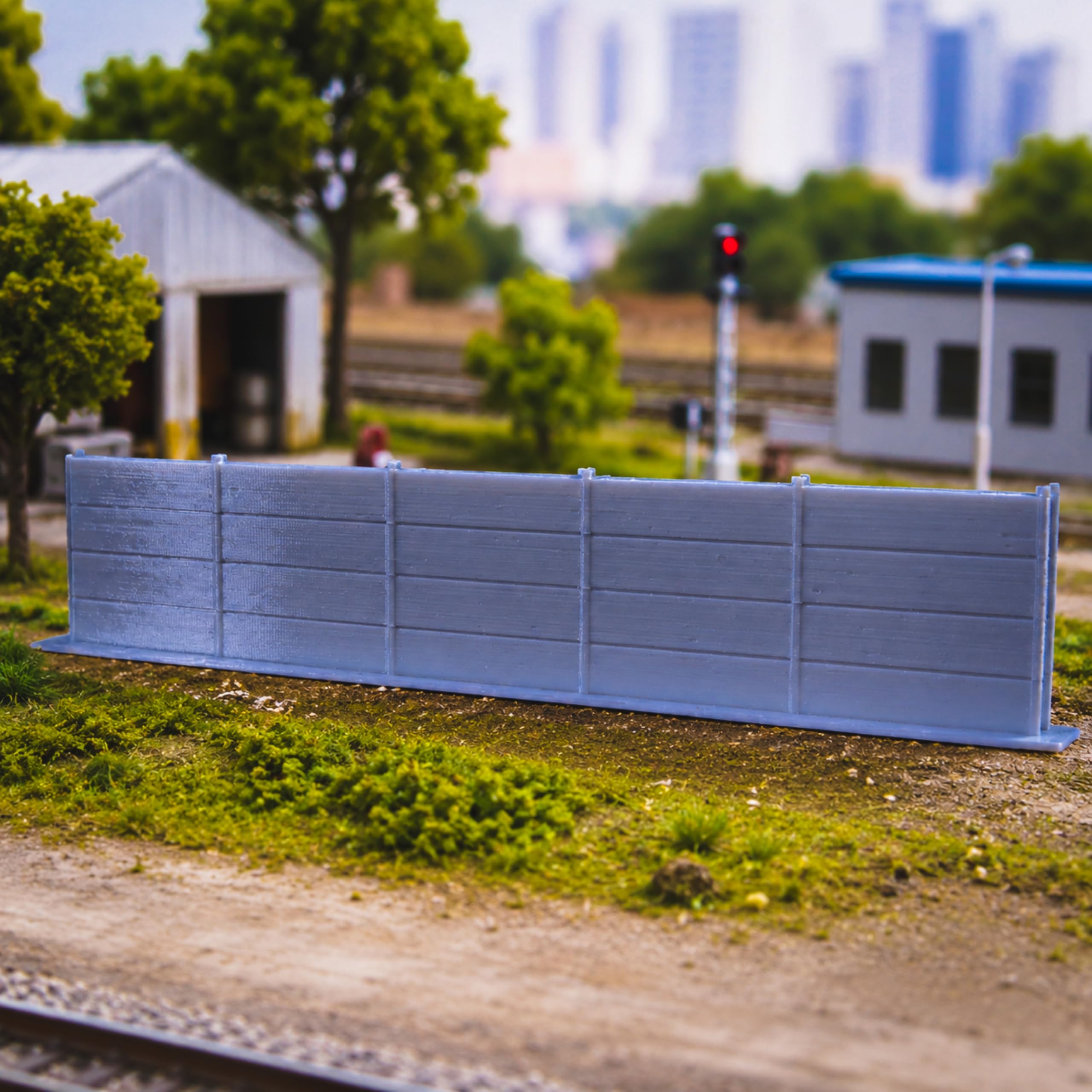 Modular Concrete Fence Miniature – 3D Printed Realistic Barrier Wall Model for Dioramas, Architectural Displays, Miniature Landscapes & Collectors (Pack of 6)-image-0
