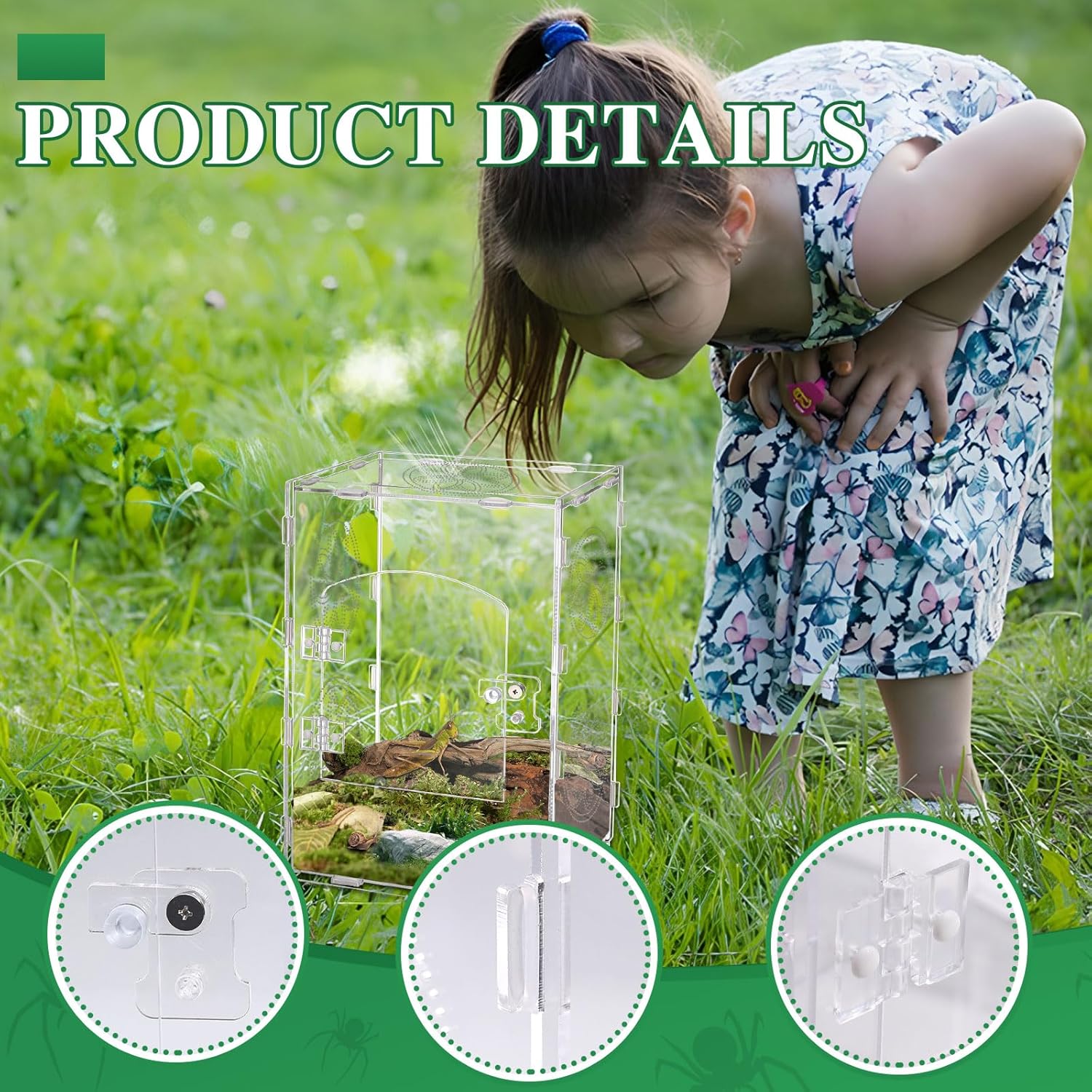 Jumping Spider Enclosure, 11.8x7.8x6 Inch Jumping Spider Enclosure Accessories, Tarantula Enclosure Accessories with Air Holes (11.8x7.8x6 inches)