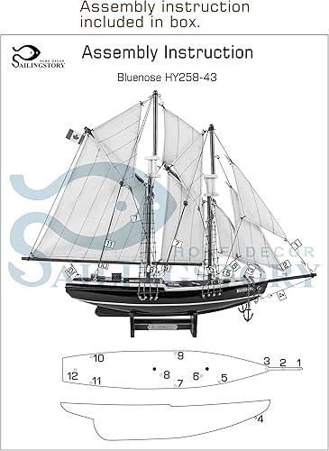 Miniatura 4 de SAILINGSTORY Velero de madera Modelo Barco Bluenose 1110 escala réplica goleta velero decoración pequeña