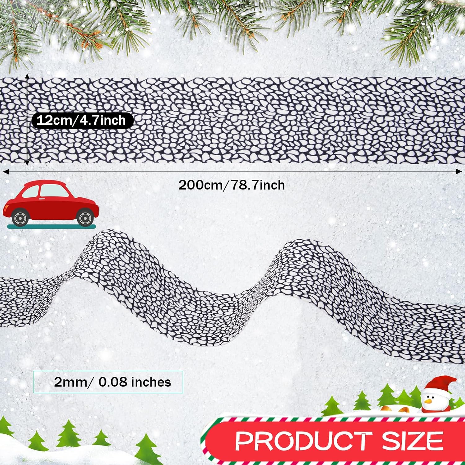 MoDooris Christmas Village Accessories Christmas Village Street Mat Brick Decorations Snow Cobblestone Road Mat for Miniature Village Landscape Home Garden 4.7 x 78.74 Inch (Cobblestone Style)