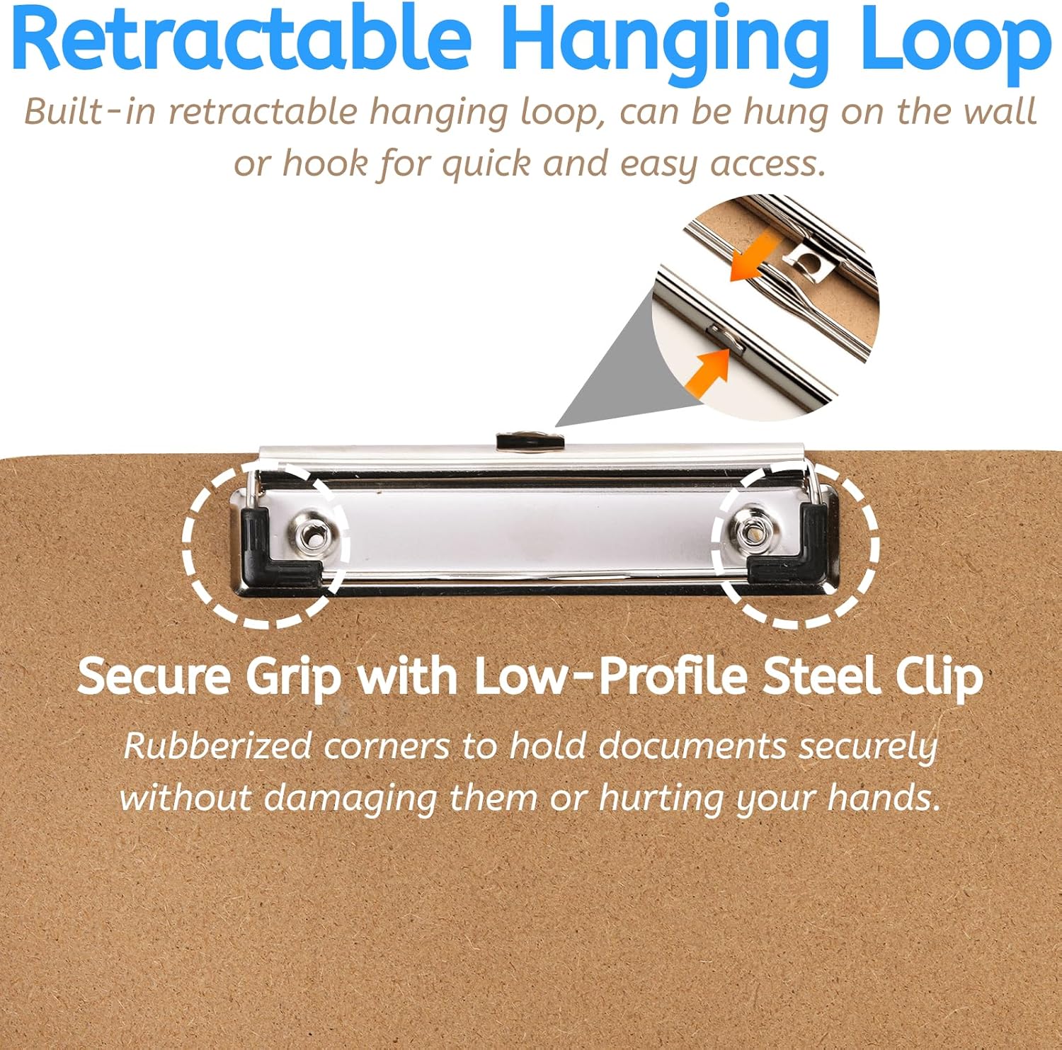 YOUEON 20 Pack Hardboard Office Clipboards, 9 x 12.5 Inch Letter Size Clipboard with Low Profile Clip & Hangable Loop, Clip Boards for Home Office School Hospital Supplies - Image 5