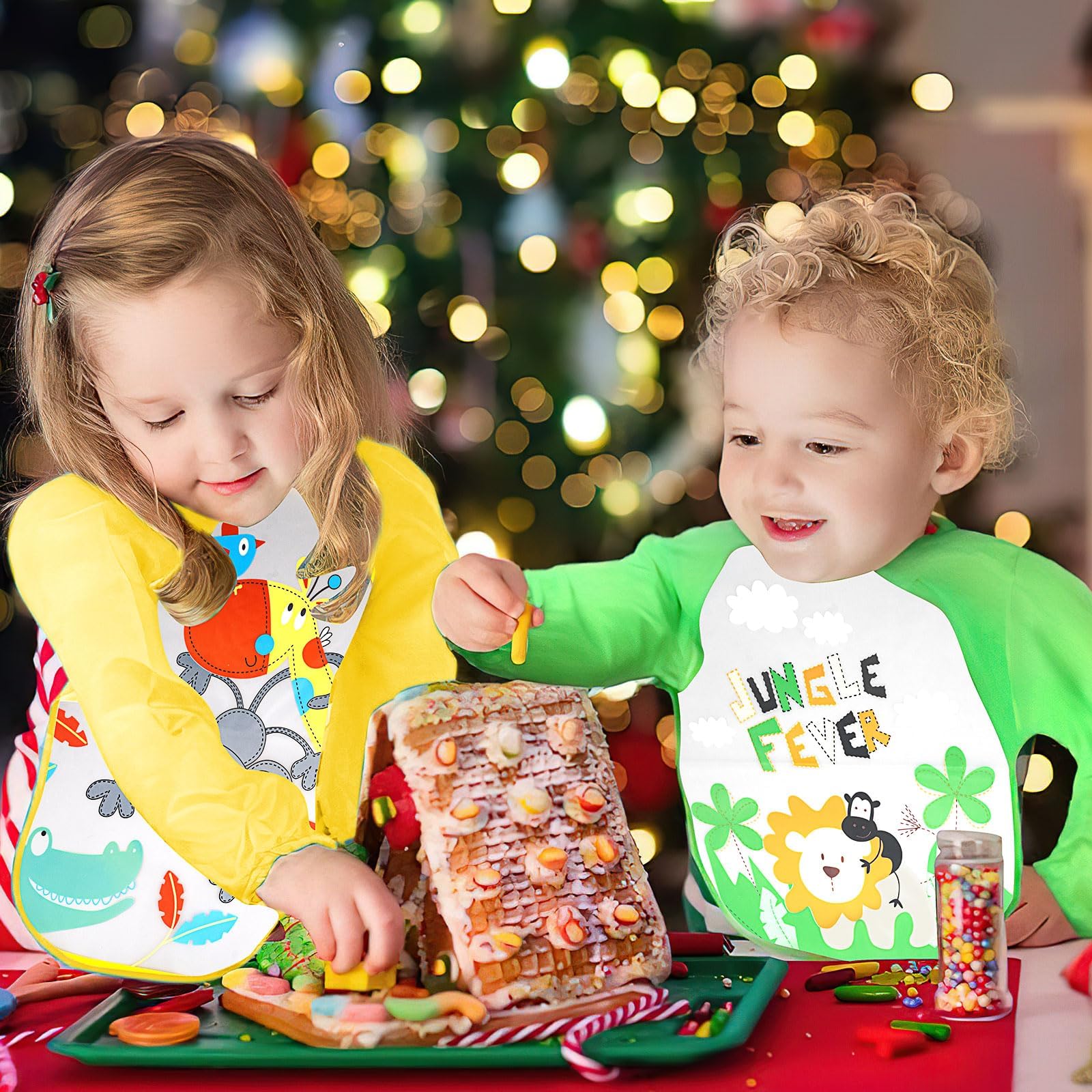 Confezione da 12 grembiuli artistici per bambini per asilo, piccoli grembiuli impermeabili per bambini, per dipingere i bambini, bavaglini lavabili per mangiare da 1 a 4 anni, per aule