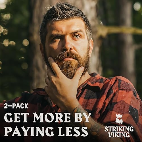 Vista 43 de Striking Viking Aceite de vainilla para barba para hombres, acondicionador derivado naturalmente con aceites de argán y jojoba para suavizar