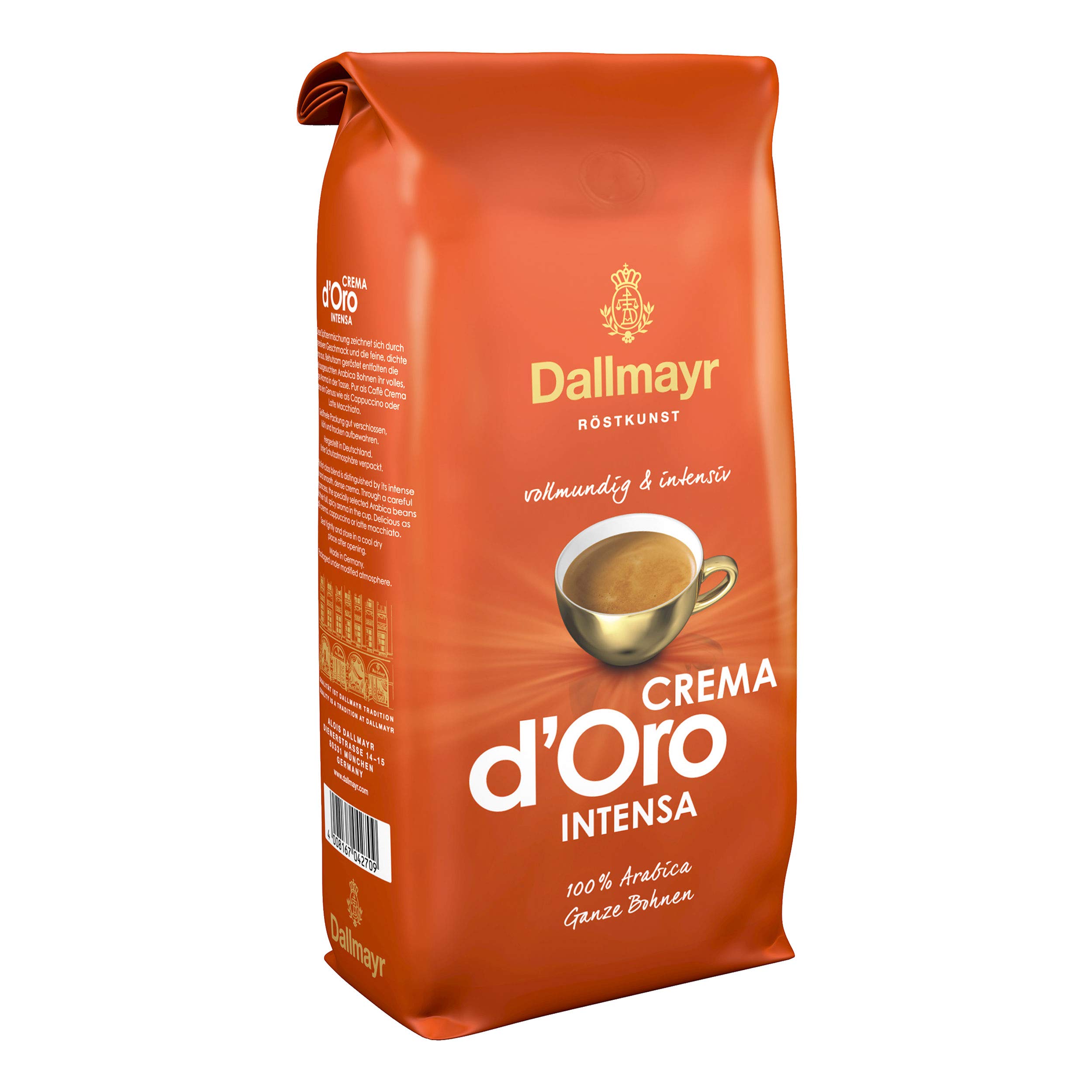 Dallmayr Crema d'Oro Intensa Kaffee, Bohnenkaffee, Röstkaffee, ganze Bohnen, Kaffeebohnen, 8 x 1000 g