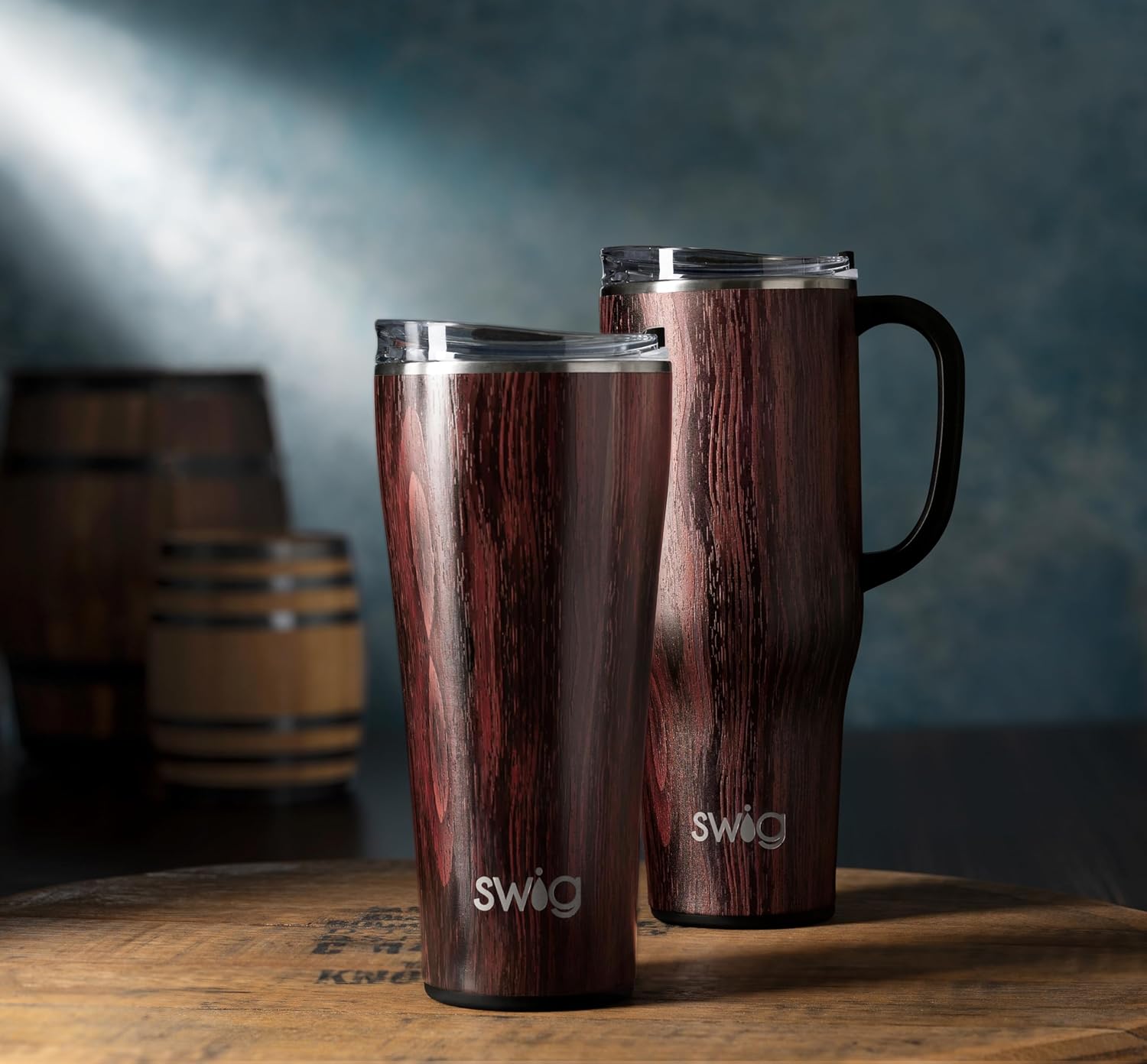 Swig Life 32oz Insulated Tumbler, Travel Coffee Tumbler with Lid, Cup Holder Friendly Travel Coffee Mug, Stainless Steel with Lid (Bourbon Barrel)