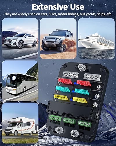 Miniatura 5 de Bloque de fusibles de 12 V, kit mejorado de caja de fusibles de hoja de 6 circuitos de 12 voltios con interruptor eléctrico, interfaz ACC e