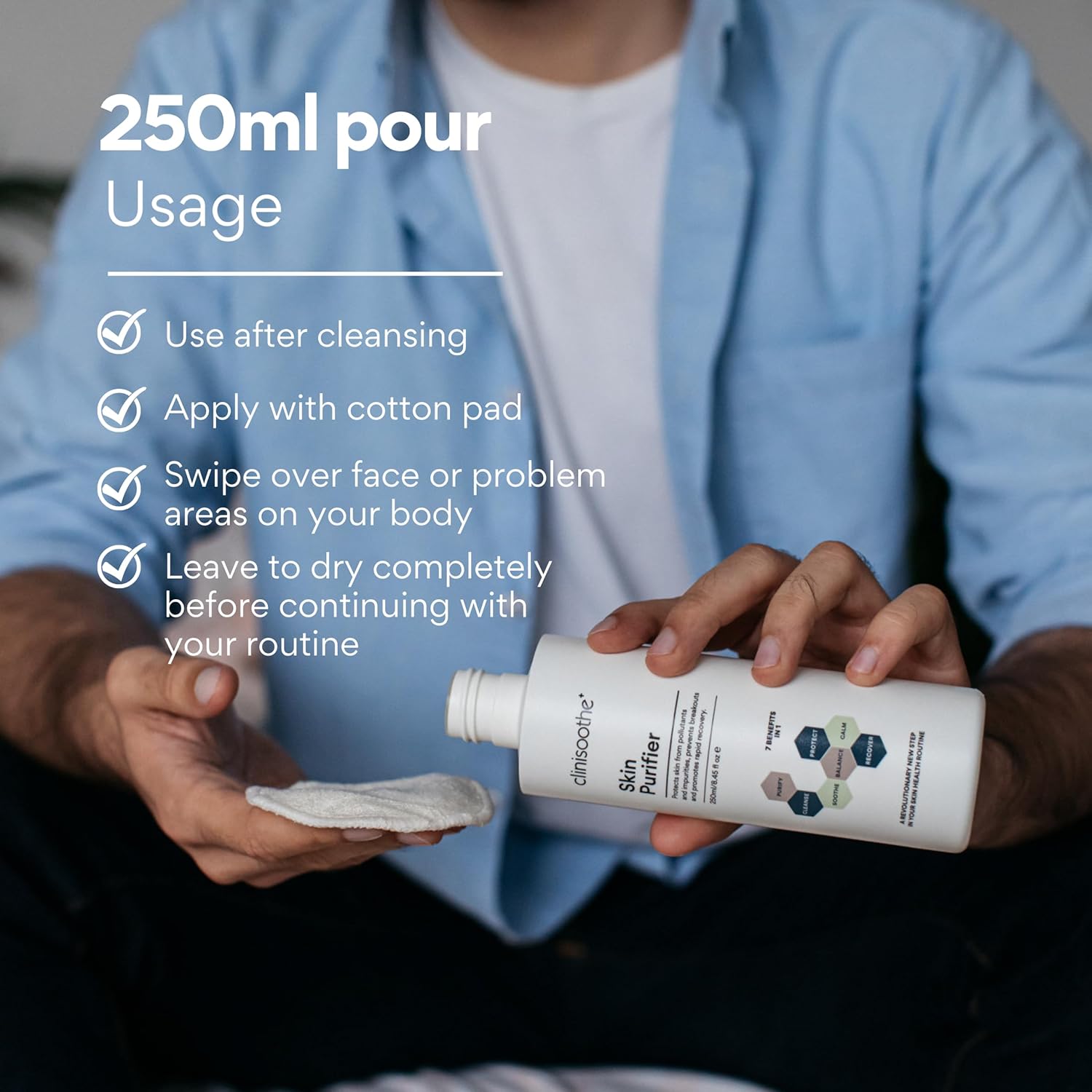 Clinisoothe+ Skin Purifier – Daily Cleanser and Acne Treatment for Face & Body, with Hypochlorous Technology to Prevent Breakouts & Promote Rapid Recovery, For All Skin Types (8.4oz Pour Bottle)