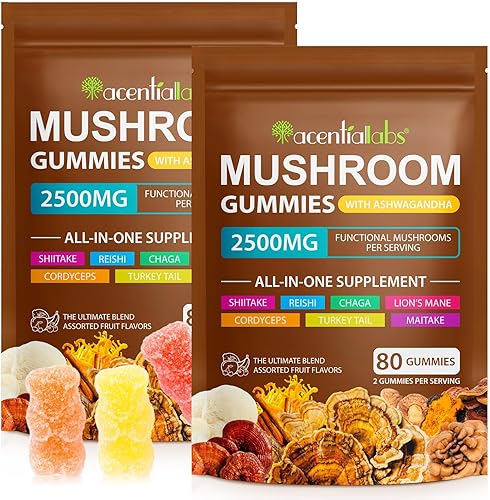 Lions Mane - Gomitas de hongos, mezcla orgánica de Reishi, Cordyceps y más, aumenta la energía, la memoria, la inmunidad - 80 gomitas (2)