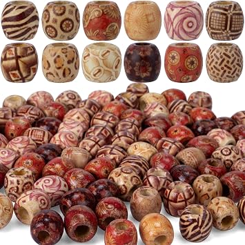 80pcs Colorful Painted Wooden Craft Beads, 0.67" x 0.63" Vintage Loose Spacer Jewelry DIY Beads for Macrame, Bracelets, Handmade Decor