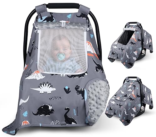 Miniatura 8 de Funda de asiento de automóvil para bebé, toldo de asiento de automóvil con ventanas de 2 capas, ventana de malla transpirable, cubierta de