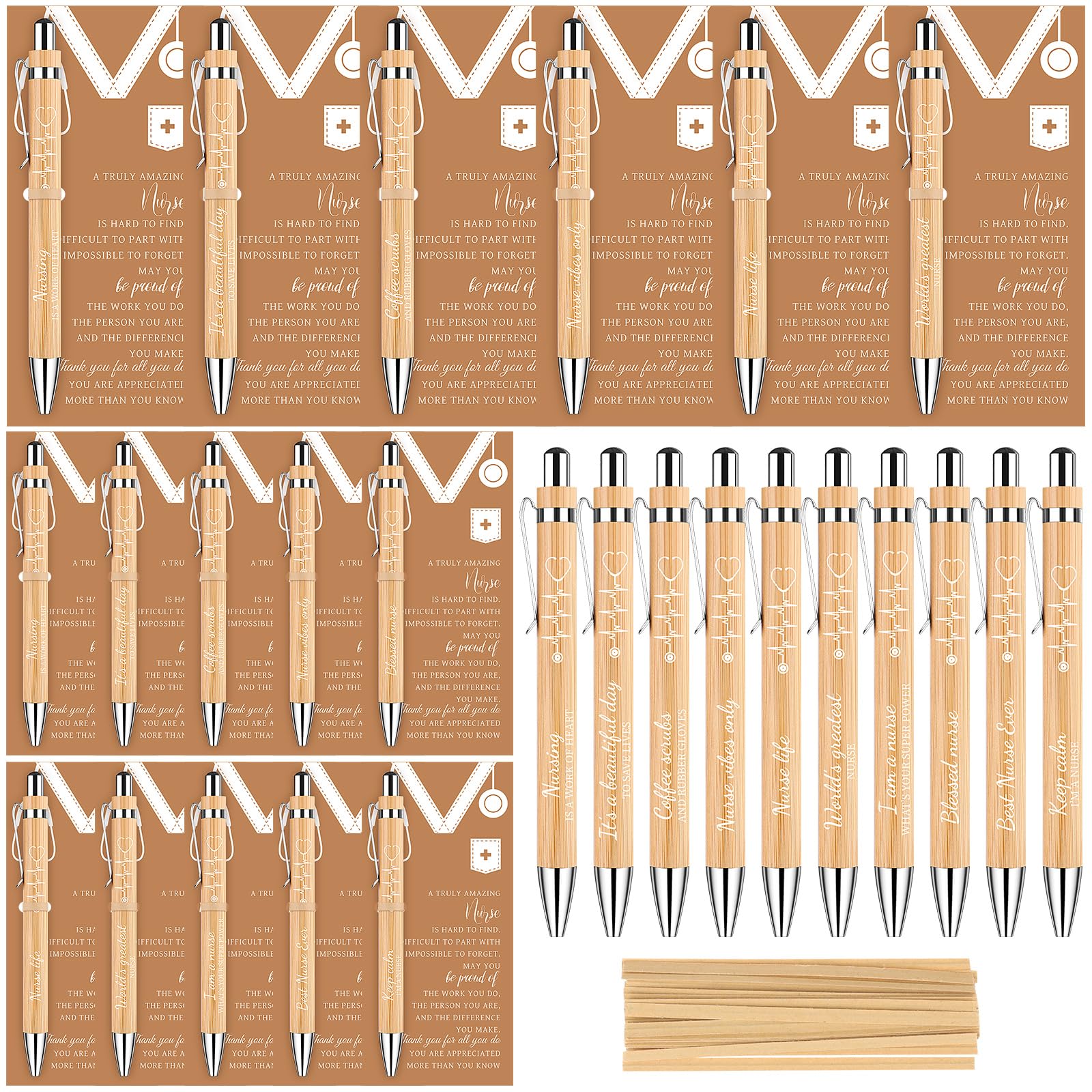 Kklolai 20 Pcs Nurse Appreciation Gifts Bulk Nursing Pens With Cards Inspirational Doctor Nurse Ballpoint Pen Thank You Appreciation Gift for Healthcare Workers Medical Students Assistant Nurse