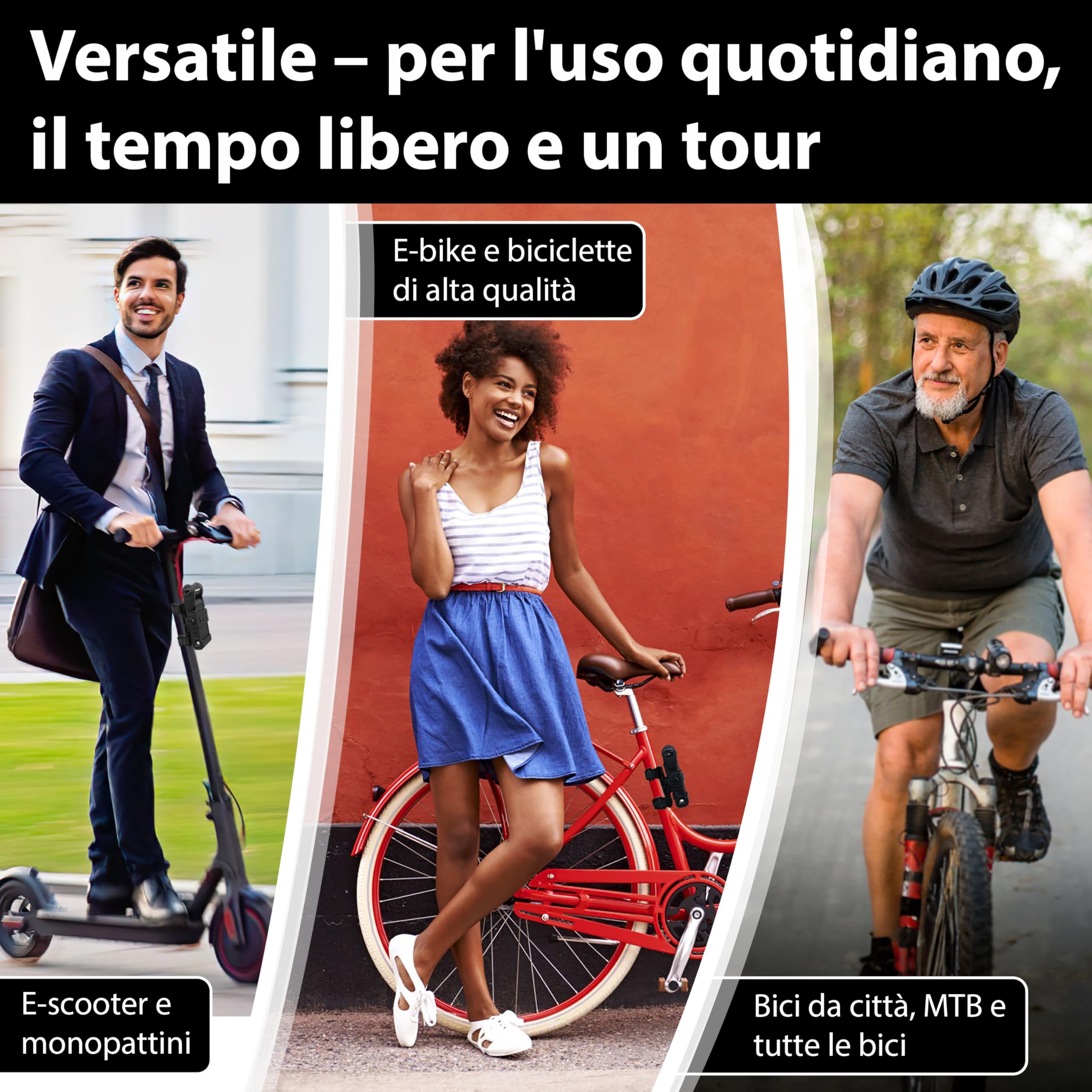 KOHLBURG Antifurto pieghevole per bici massima sicurezza a soli 1kg – 89cm – Antifurti per bici con supporto – molto sicuro come antifurto per monopattino elettrico & antifurti pieghevole per eBike
