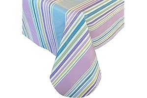 Newbridge Round Easter Cottage Pastel Stripe Vinyl Tablecloth