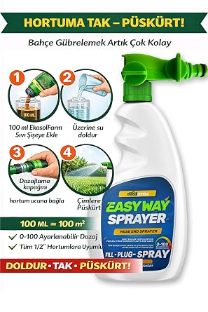 EkosolFarm EcosolFarm الأسمدة الدودية السائلة 10 Lt + EasyWay خرطوم نهاية البخاخ EWB الأسمدة السائلة مناسبة للعشب وجميع النباتات حديقة