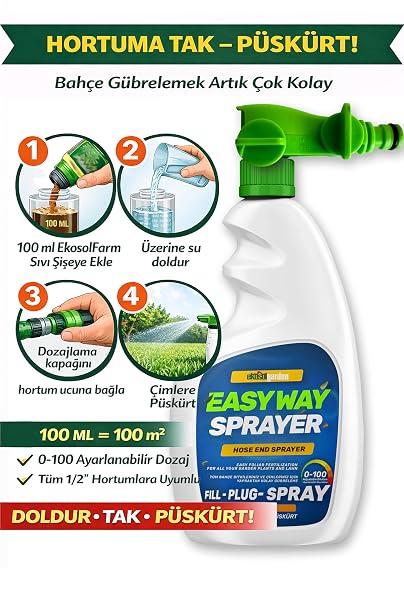 EkosolFarm EcosolFarm الأسمدة الدودية السائلة 10 Lt + EasyWay خرطوم نهاية البخاخ EWB الأسمدة السائلة مناسبة للعشب وجميع النباتات حديقة