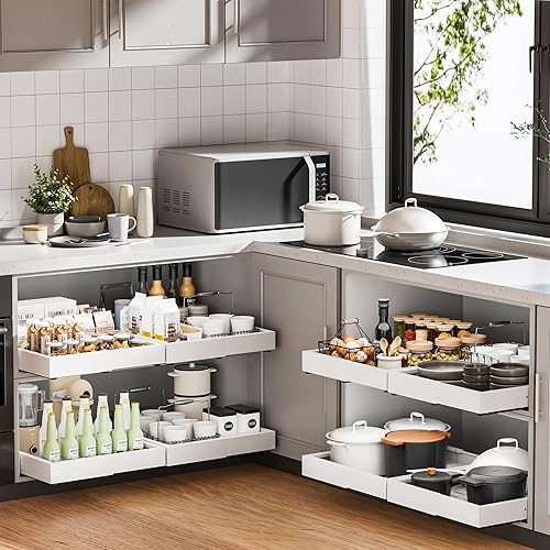 Miniatura 6 de 1 paquete de organizador de gabinete extraíble, cajón deslizante de ancho expandible (12-19 pulgadas) y profundidad (17-23 pulgadas) con 3