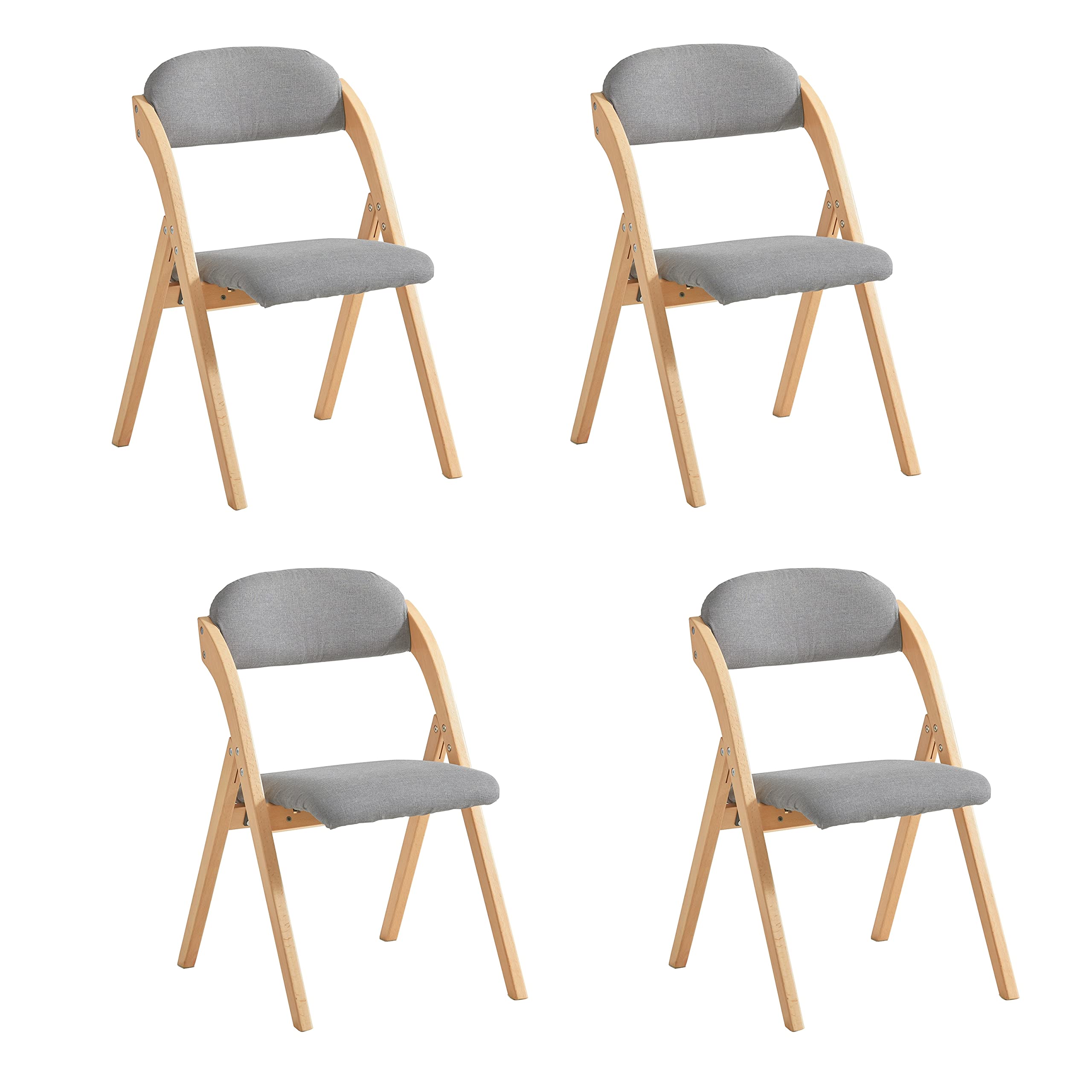 SoBuy FST92-Nx4 Lote de 4 Sillas Plegables de Madera con Asiento y Respaldo Tapizado Sillón para Cocina Oficina 47 x 57 x 79 cm ES