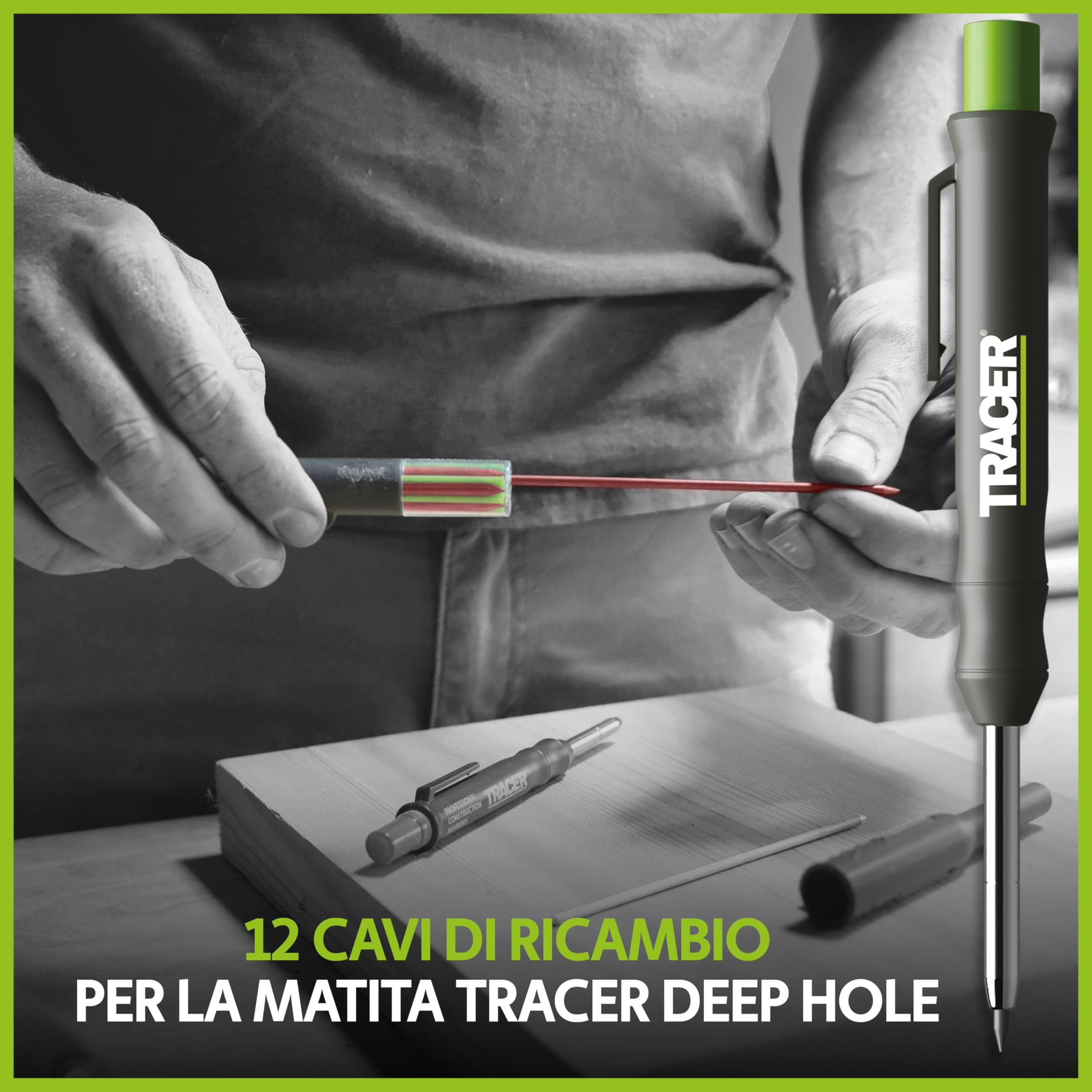 Tracer Set mine alternative matita foro profondo 2,8 mm 12 colorate alta visibilità 6 rosse 6 bianche