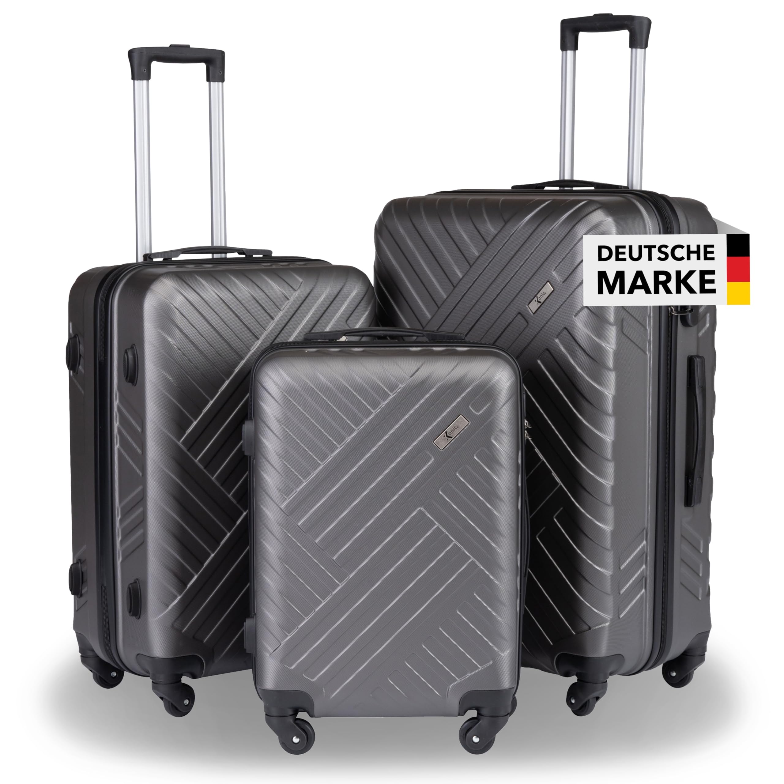 Xonic Design Reisekoffer mit Rollen– ABS Hartschalenkoffer mit 360° Leichtlauf-Rollen – hochwertige Koffer Trolleys Zahlenschloss in M, L, XL oder Set –Handgepäck Koffer, Suitcase