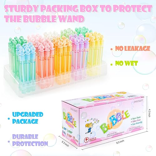 Miniatura 6 de INSCRAFT Varita de burbujas, paquete de 90 varitas de burbujas pastel a granel de 15 colores para Halloween, juguetes de verano, boda, uso de