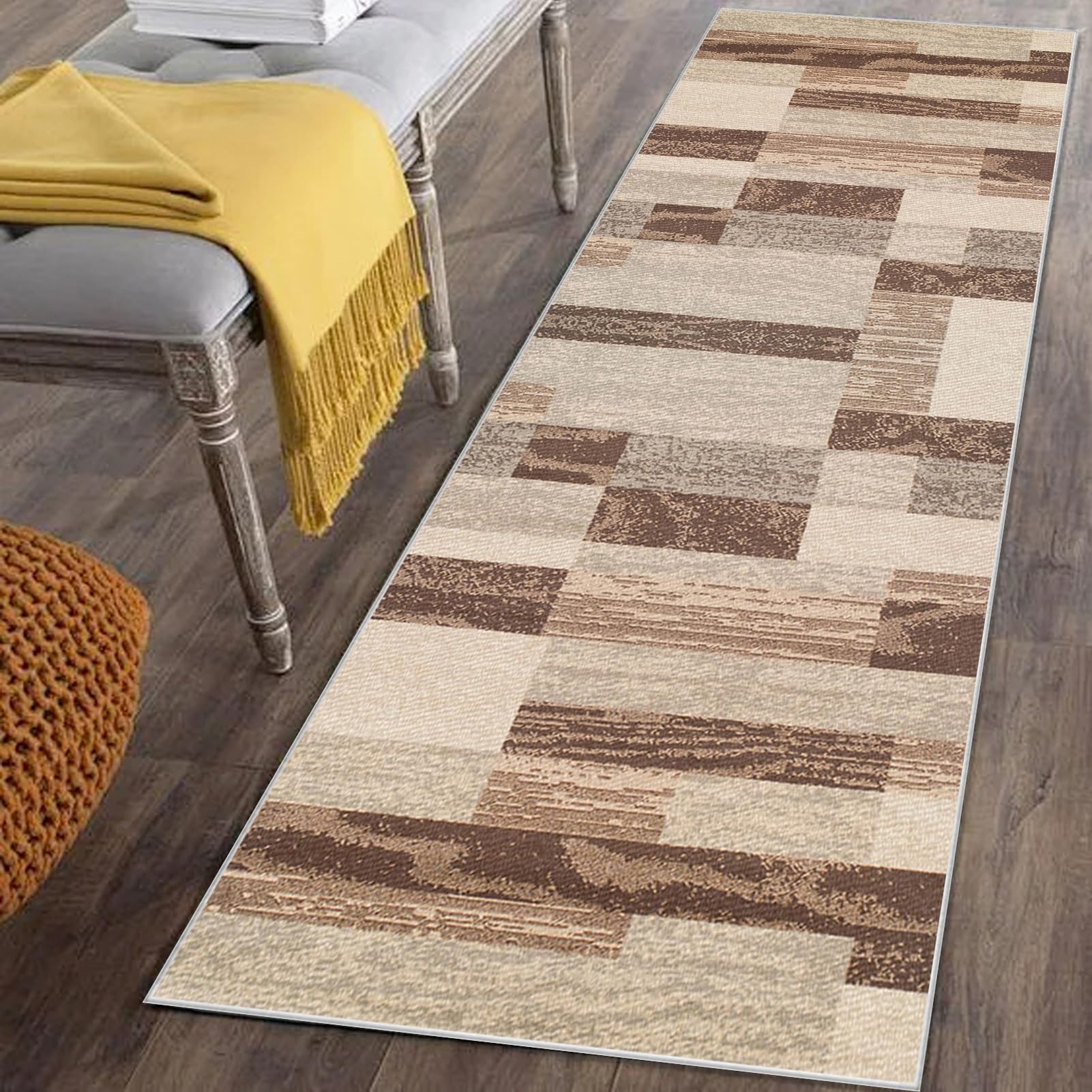 Washable Hallway Runner Rug 60 x 220 cm Non-Slip Kitchen Carpet Runners for Hallways Hall Runner Narrow Rug Kitchen Rugs Absorbent Door Mat Entryway Runner Rug Carpet Floor Mat for Hallways Kitchen