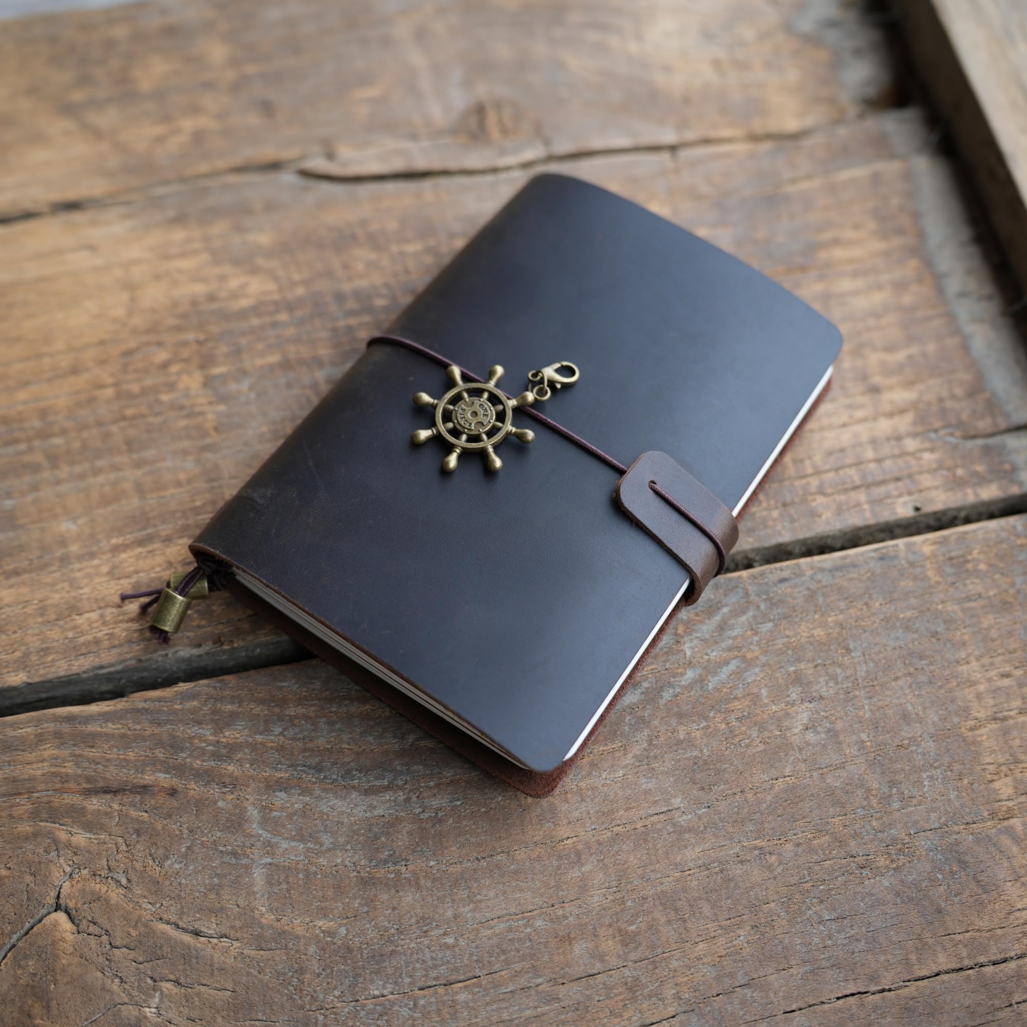 Reisetagebuch, handgefertigt, echtes Leder, A5, 8.3in x 5.5in / 21 x 14 cm, nachfüllbar, Reisetagebuch, mit Innentaschen und Kartenfächern, A5, Braun