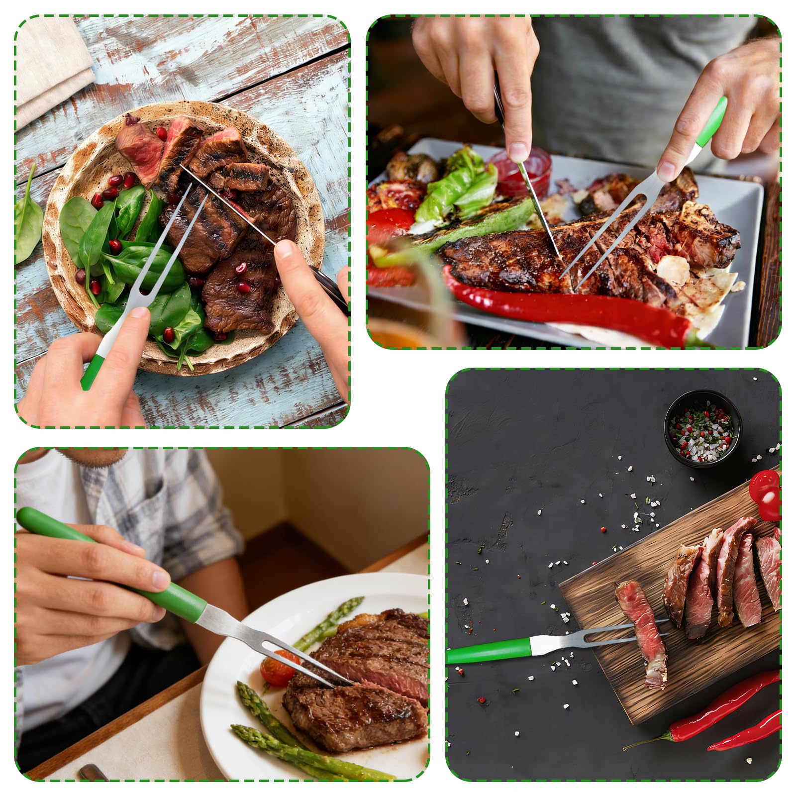 Dos tenedores de carne de acero inoxidable, 29 cm, tenedor de carne con mango ergonómico, tenedor de trinchar para restaurante, cocina, barbacoa