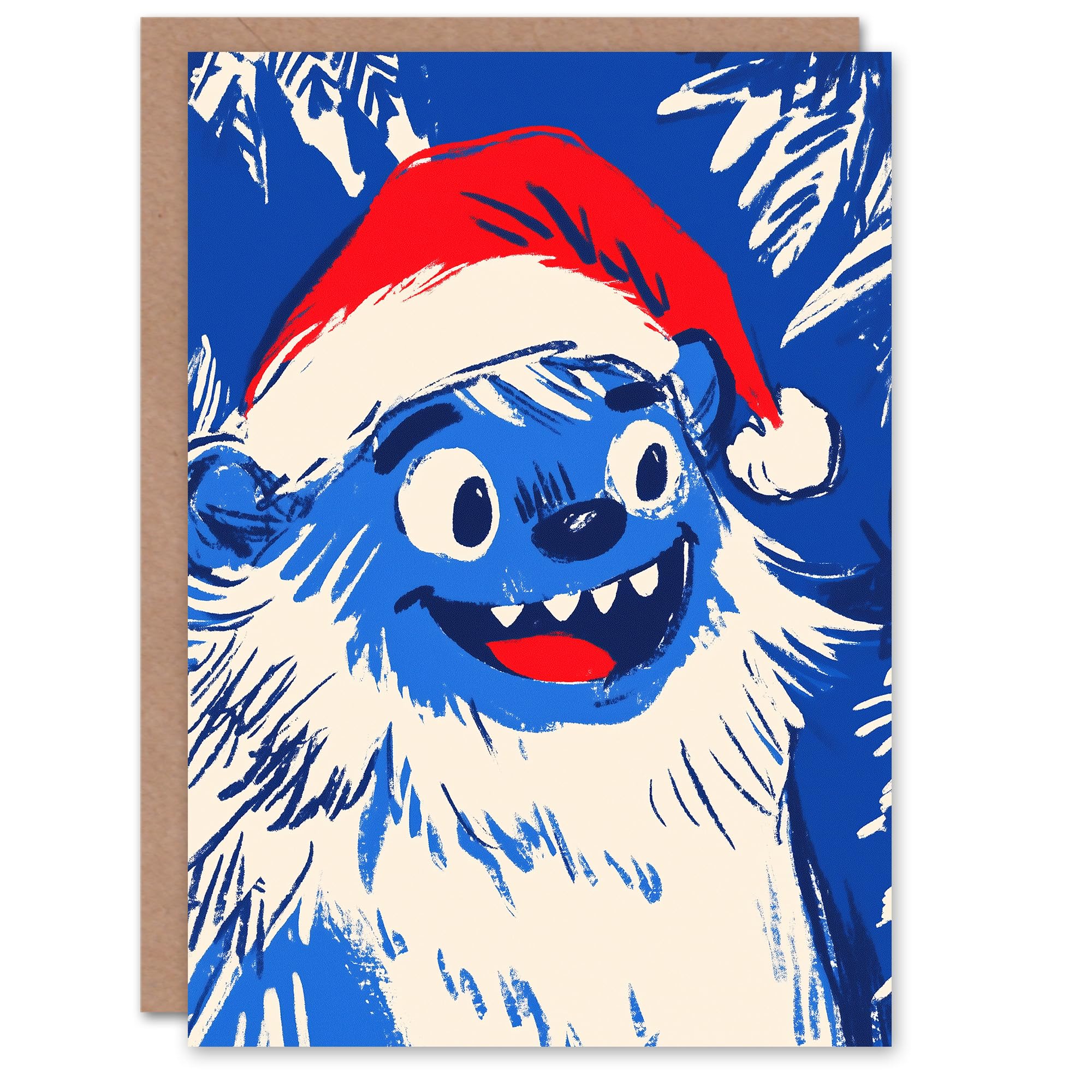 Artery8 Greeting Card - Christmas - Monster Cartoon Design - Blue