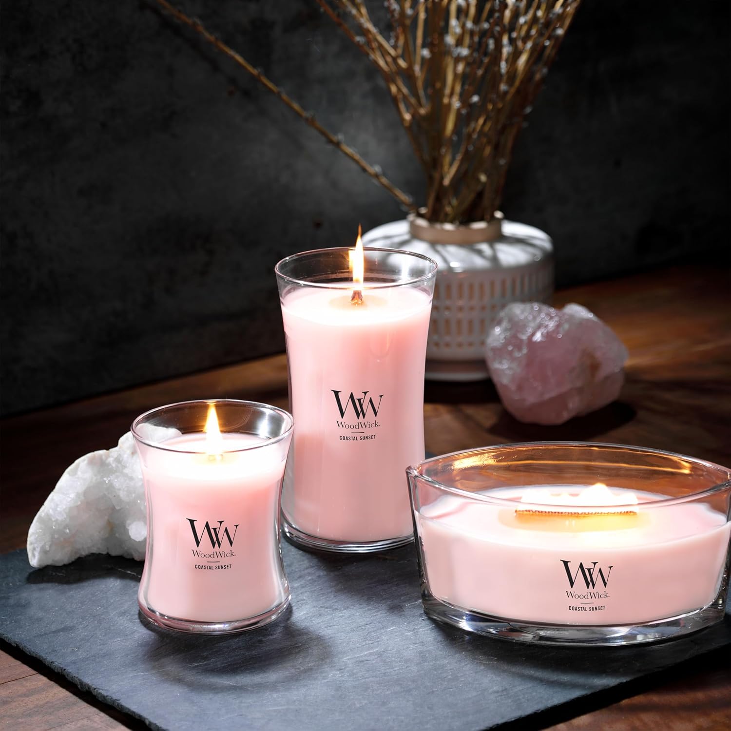 WoodWick Large Hourglass Candle Coastal Sunset Scent Crackles as it burns Premium Soy Blend Wax 21oz Perfect for gifting - Image 4