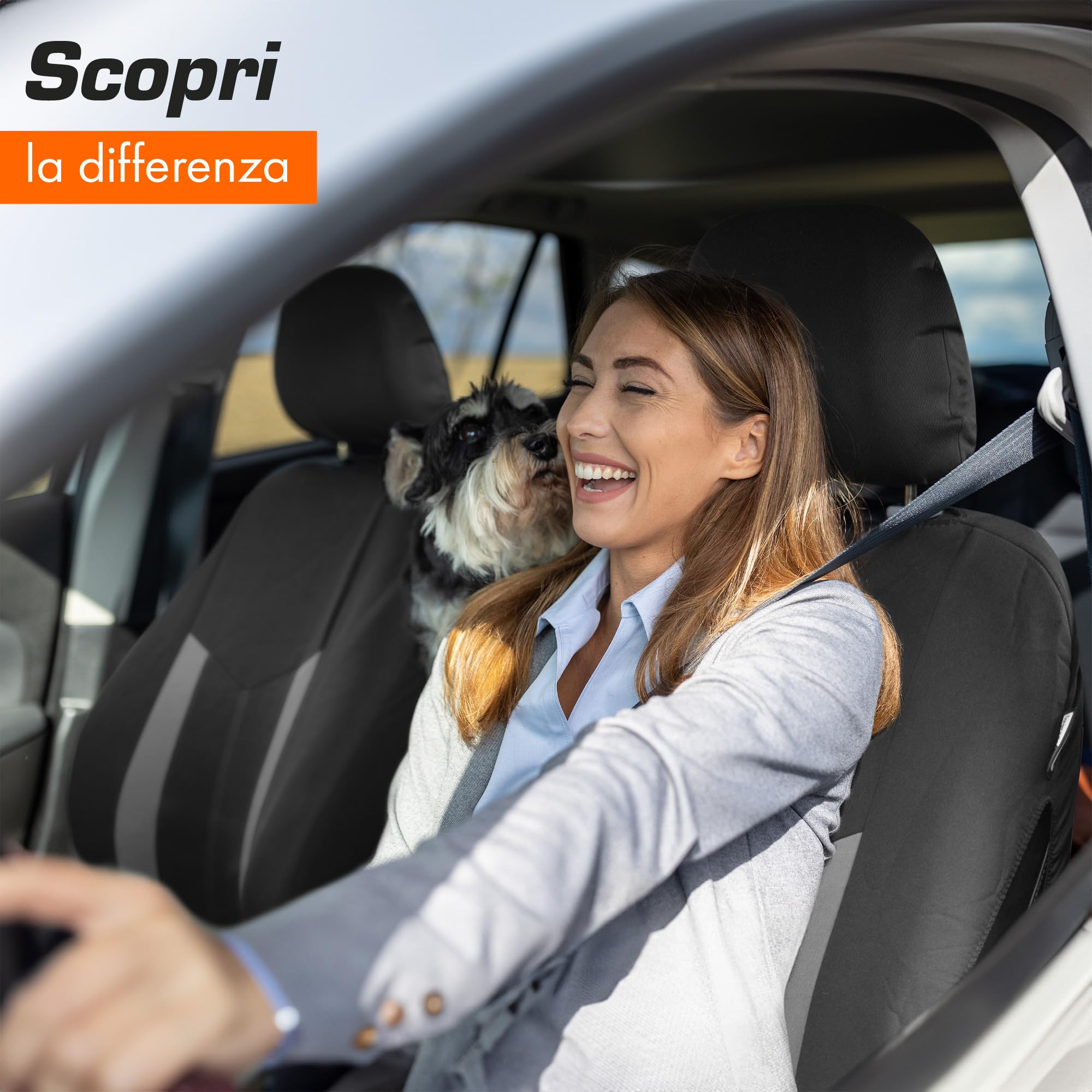 Upgrade4cars Coprisedili Auto Universale Nero Grigio | Set Coprisedile Universali per Anteriori e Posteriori