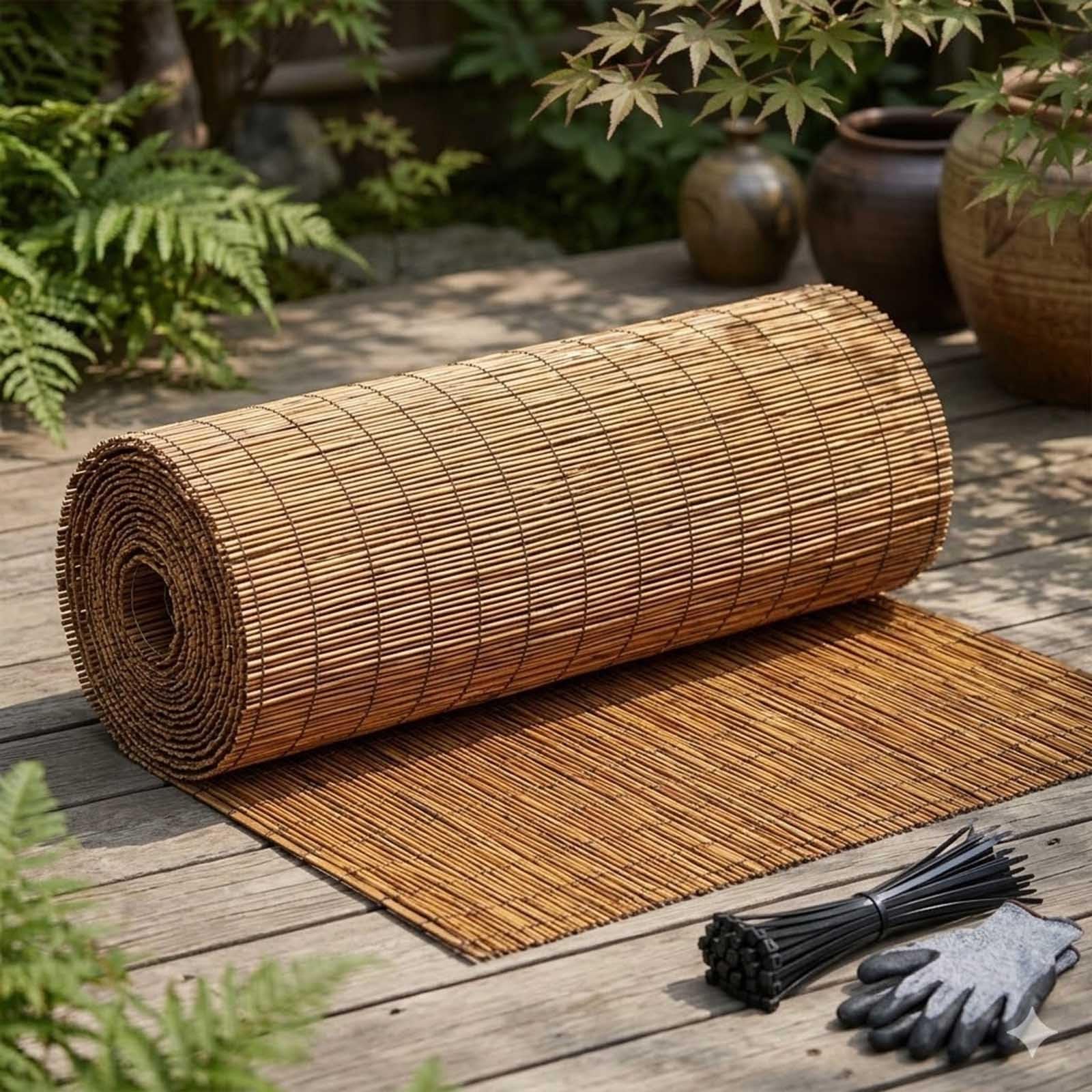 Copertura Privacy Per Terrazzo, Arella Frangivista In Canna Naturale, Alto 40cm-160cm Rete Ombreggiante E Frangivista Esterno Bambù, Recinzione Resistente Al Vento.(H110xL300cm)